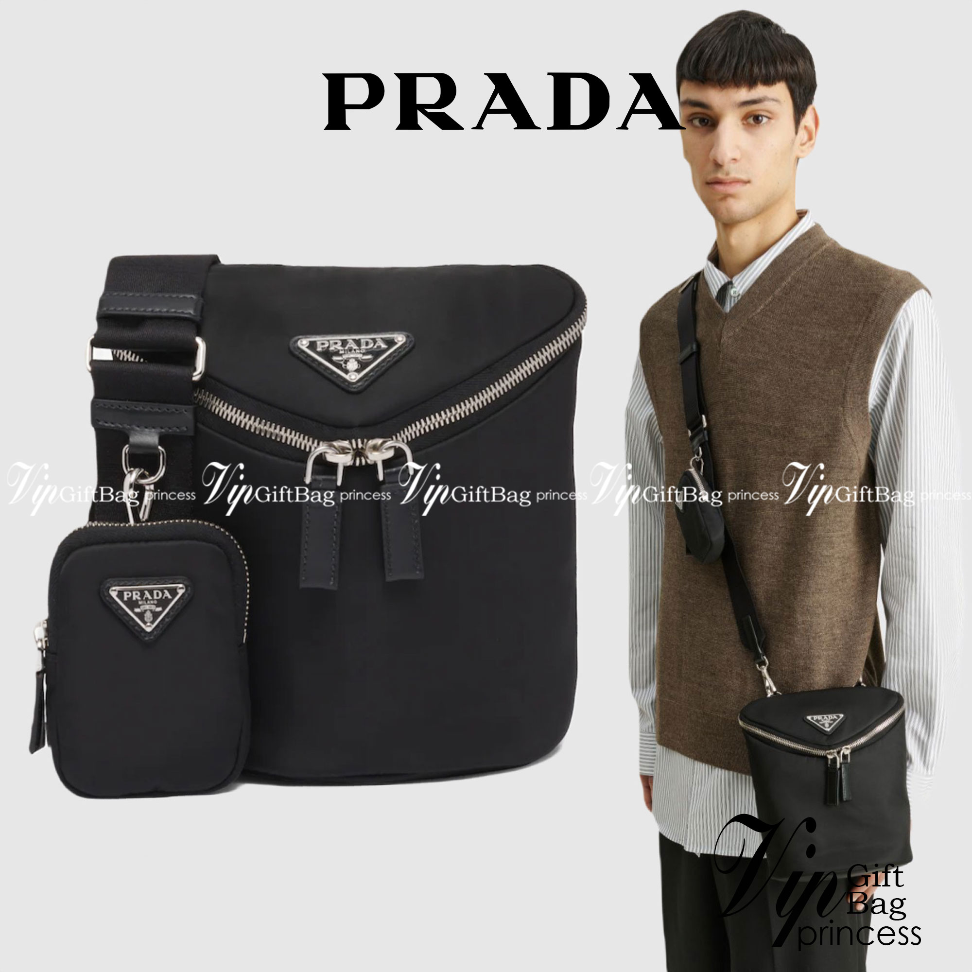 PRADA RE-NYLON AND LEATHER SHOULDER BAG ถึงเวลาของหนุ่มกันแล้ว!! ไอเท็ม best seller ที่เตรียมขึ้นแท่นรุ่นหายาก เท่ คูล ดูดี ไม่เกร่อ กระเป๋าสะพายข้าง รูปทรงเรขาคณิต ดีไซน์เรียบง่าย แต่มีความหรูในตัว วัสดุผ้าไนล่อนคุณภาพ พร้อมใบลูก ไว้ใส่เหรียญ ใส่กุญแจได้