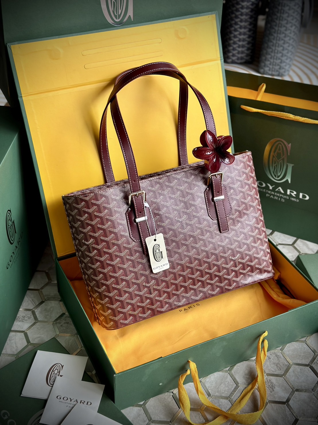GOYARD Goyardine Sac Marie Galante MM / GOYARD Tote Bag กระเป๋าทรงโท้ทจุของได้เยอะ งานสวยเนี๊ยบ เกรดออริ สลับแท้ 1:1 ใช้ต่างประเทศได้