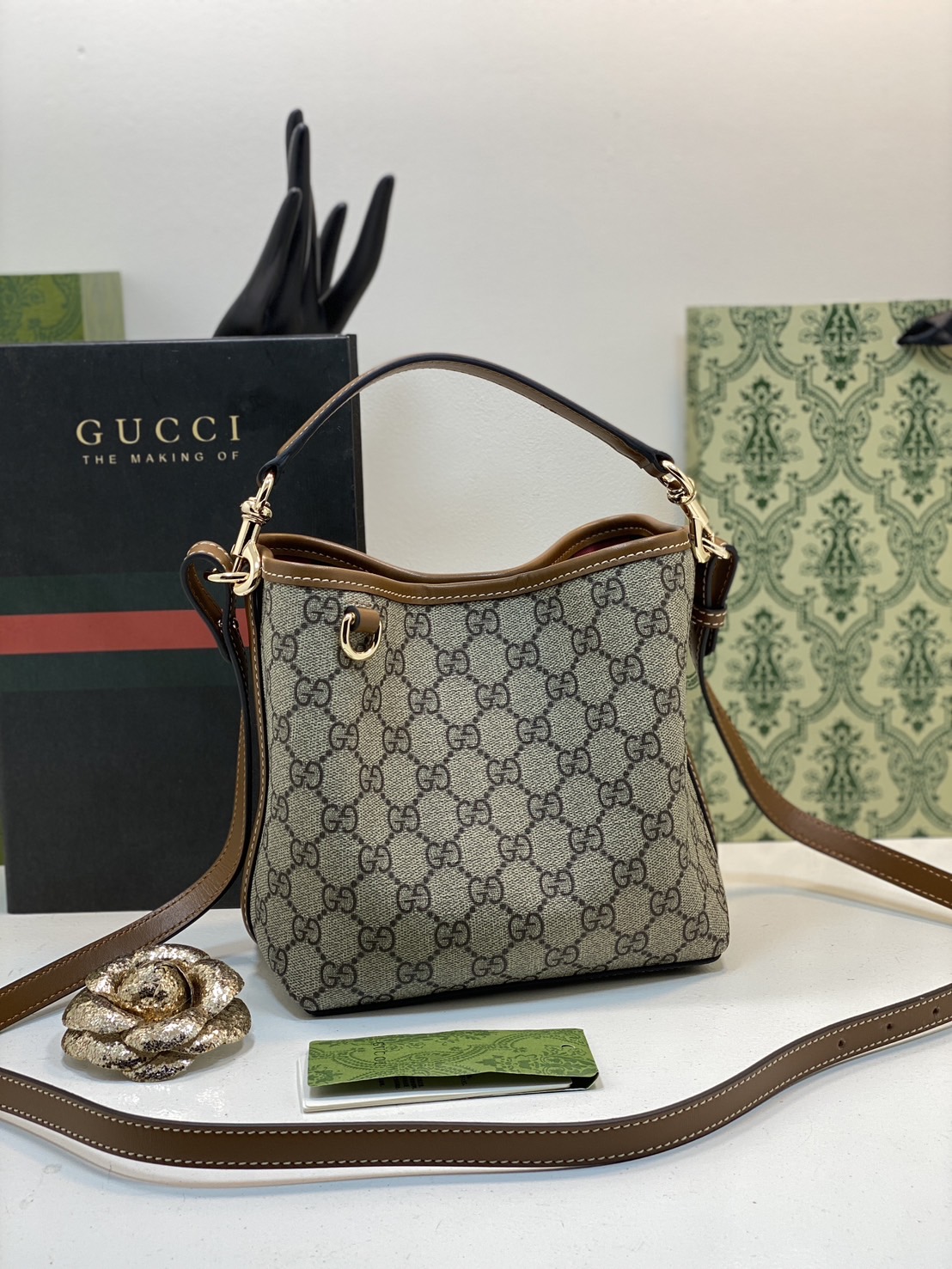GUCCI BUCKET BAG / Gucci Supreme Vintage Monogram Canvas Bucket Bag กระเป๋าทรงบัคเก็ตวินเทจงานแบรนด์หรู เกรดออริ 1:1 สลับแท้ งานสวยตามรูป ใช้งานต่างประเทศได้