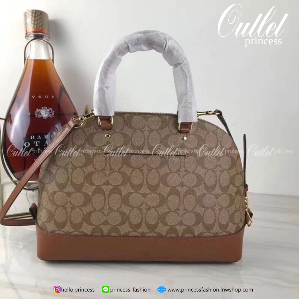 Coach ทรงโดมใหญ่ size 13” SIERRA SATCHEL IN SIGNATURE COACH IMITATION GOLD/BROWN