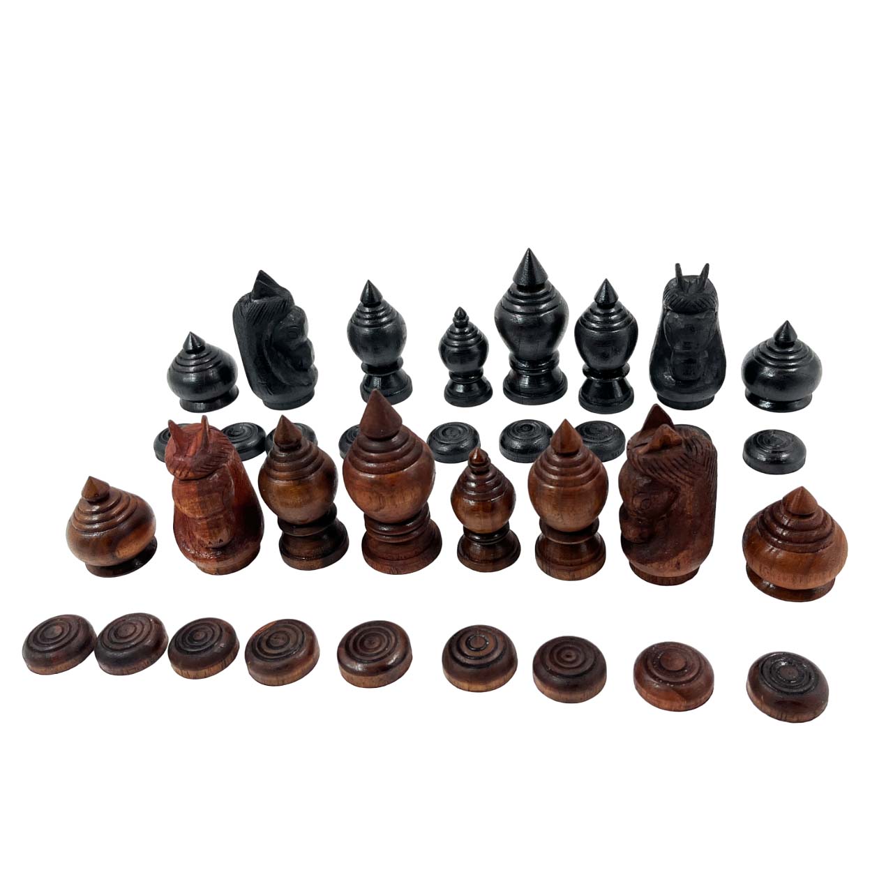 ชุดหมากรุกไทยตัวหมากชุดพยุหะคีรีพร้อมกระดานและกล่องไม้แบบหีบล็อค