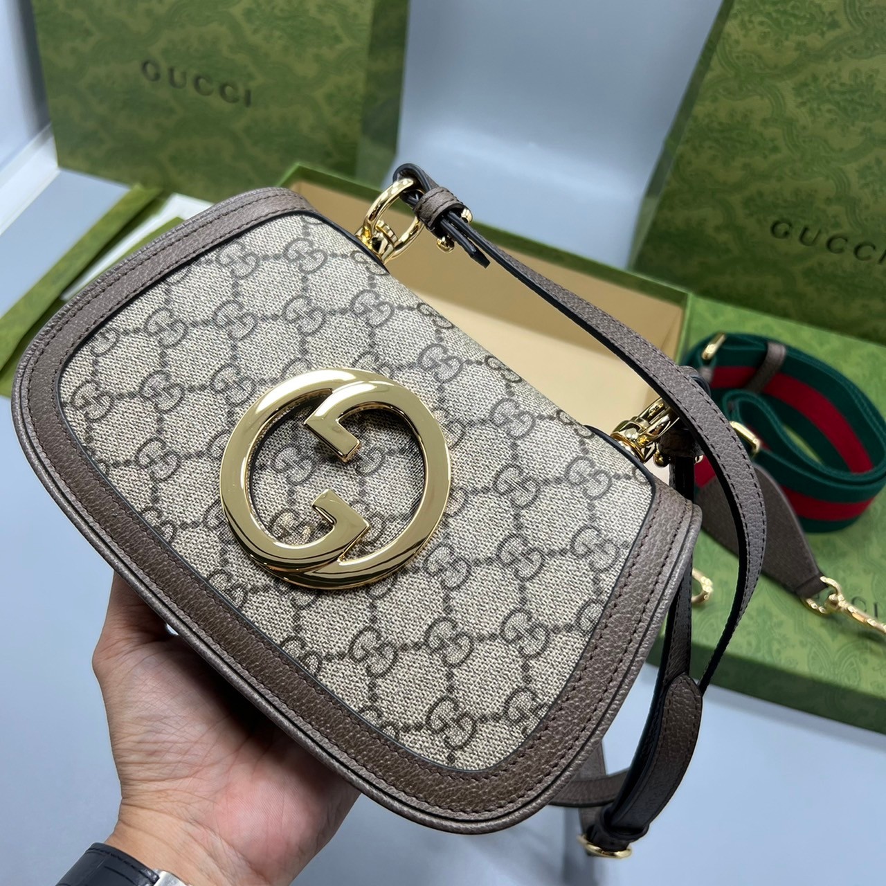 GUCCI Blondie mini shoulder bag เกรดเทพออริจินล หนังแท้และแคนวาสอย่างดี ภาพถ่ายจากงานขายจริง ใช้งานต่างประเทศได้ ผ่านทุก ตม