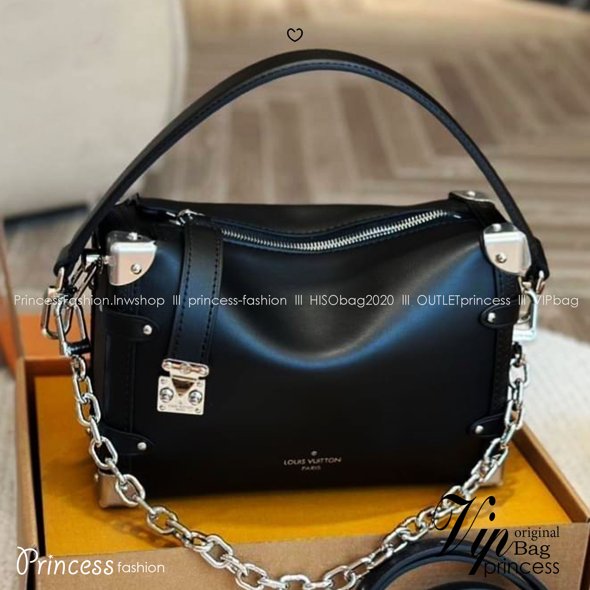 LV Side Trunk MM Leather Bag กระเป๋าสะพายทรงกล่องสีดำคลาสสิกทันสมัยมีสไตล์ รุ่นใหม่หนังเรียบสวยสุดไอคอนิก พร้อมตอบรับได้ทุกลุค ทุกสไตล์