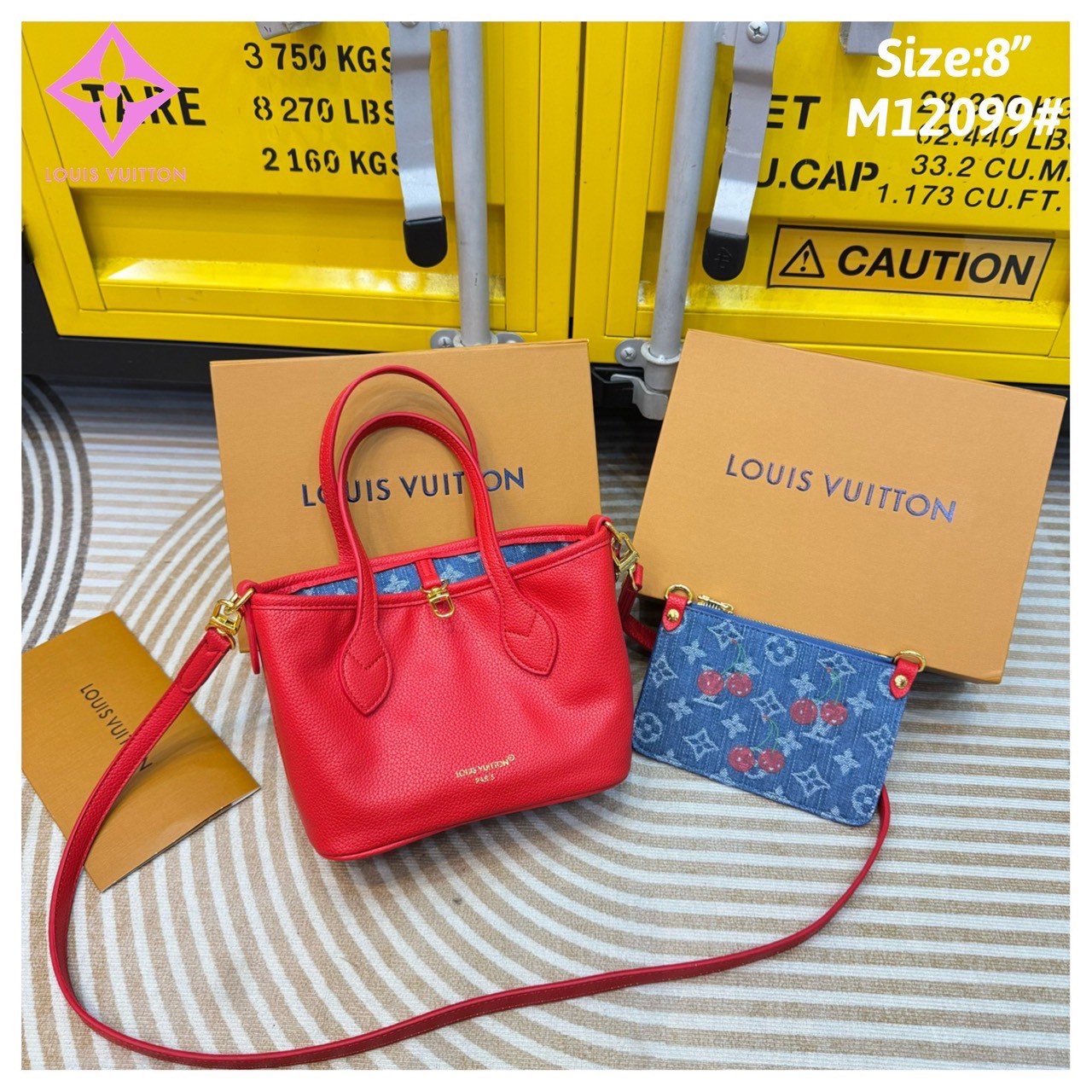 LV x TM - Neverfull Inside Out BB Bag Monogram cherry กระเป๋าสะพายทรงโท้ทใบเล็กน่ารัก กลับใช้งานได้ 2 ด้าน ดีไซน์ใหม่ล่าสุดก่อนใคร