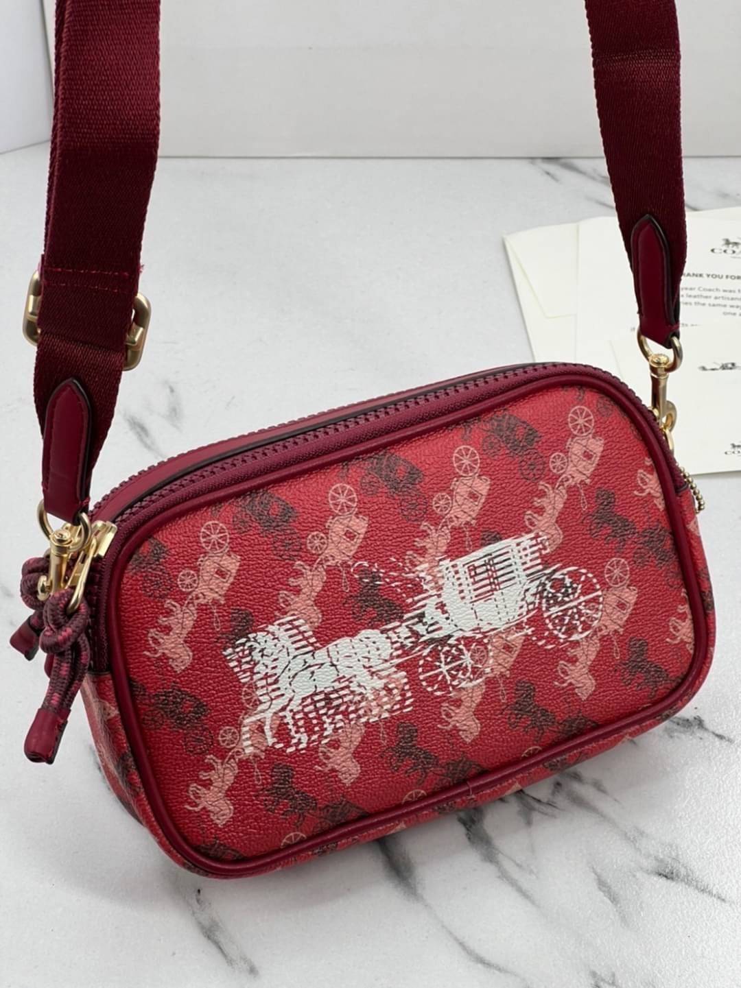 COACH CROSSBODY POUCH WITH HORSE AND CARRIAGE PRINT (F84639) พร้อมส่งที่ไทย