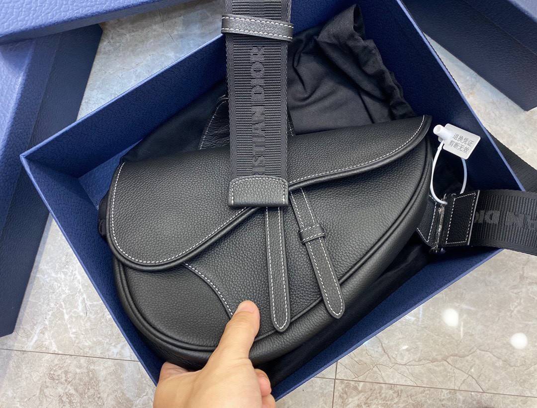 VIP 】หนังแท้ CHRISTIAN DIOR SADDLE BAG Black Grained Calfskin