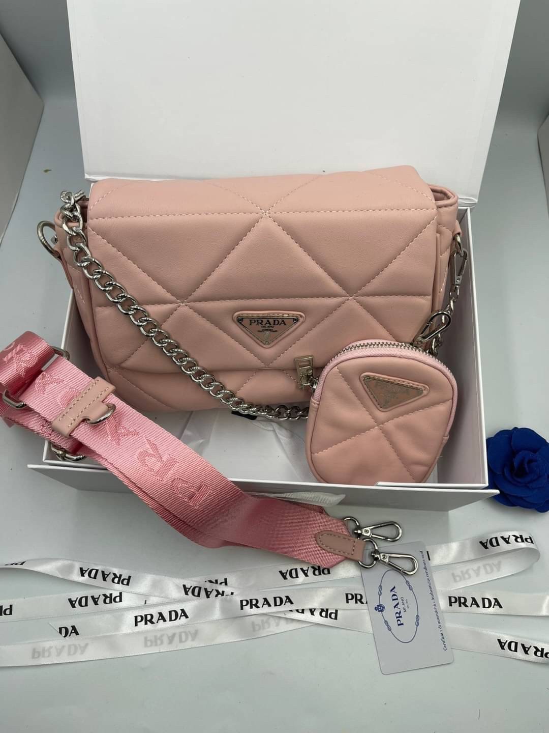 VIP 】PRADA System nappa leather patchwork bag หนังแท้ พร้อมส่งที่ไทย 6 สี