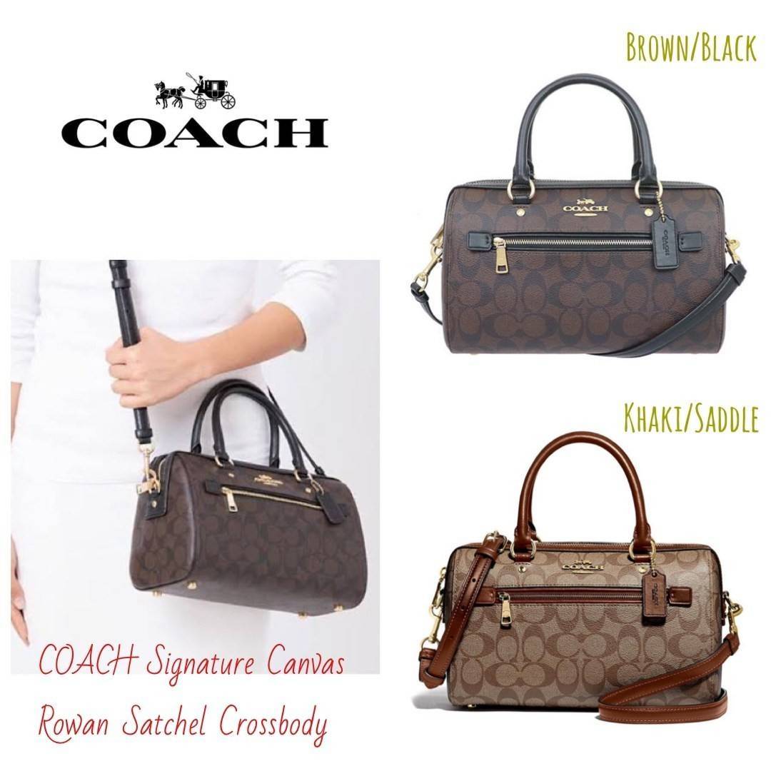 COACH Signature Canvas Rowan Satchel Crossbody จุดเด่นของกระเป๋าทรงsatchel bag คือรูปทรงของกระเป๋าดูแข็งแรง มั่นคง ไม่เสียทรงง่าย มาพร้อมหูหิ้วที่ด้านบนของกระเป๋า ลายแคนวาสที่เป็นซิกเนเจอร์แบบเอกลักษณ์ ช่องใช้งานทุ้งภายในและภายนอก นอกจากนี้ กระเป๋าประเภทน