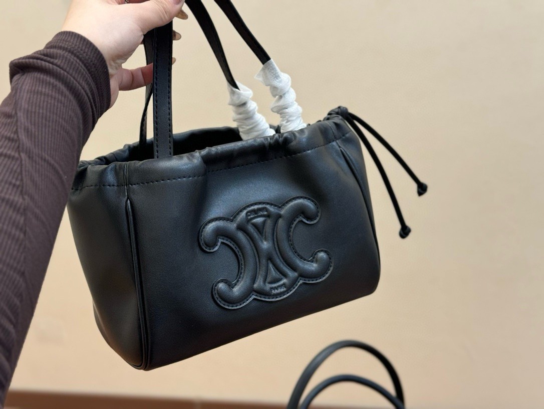 Celine small cabas Celine Drawstring Cuir Triomphe กระเป๋าขนาดมินิ 🧡 เกรดออริจินอล 1:1 สลับแท้