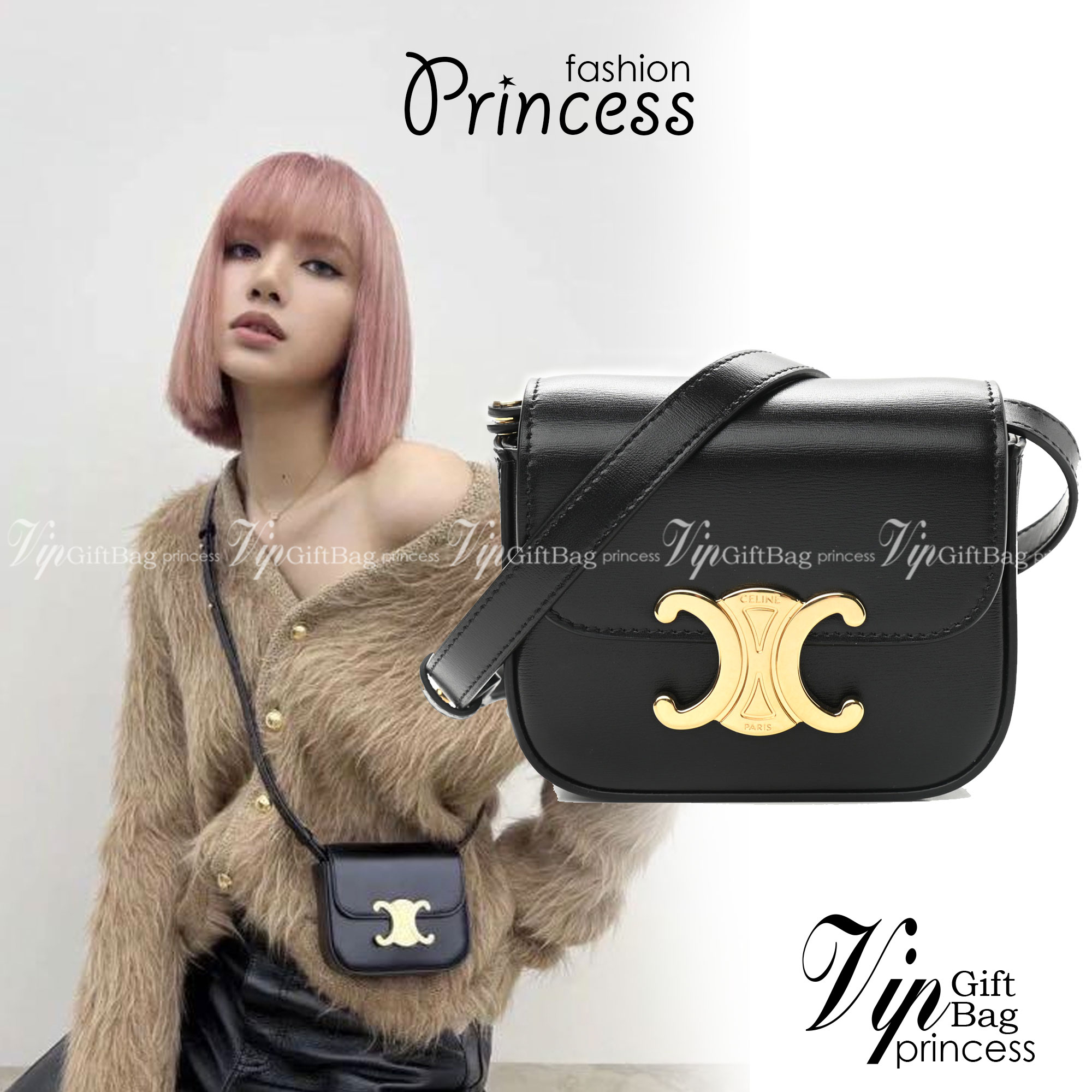 CELINE MINI TRIOMPHE IN TRIOMPHE Shiny calfskin เกรดออริจินอล กระเป๋ามินิทรงชิค ดีไซน์รูปกล่องสุดแสนมินิมอล สามารถสะพายแบบ Crossbody และยังเป็น Belt Bagได้อีกด้วย วัสดุแคนวาสลาย Triomphe แบบไม่มีตกยุค