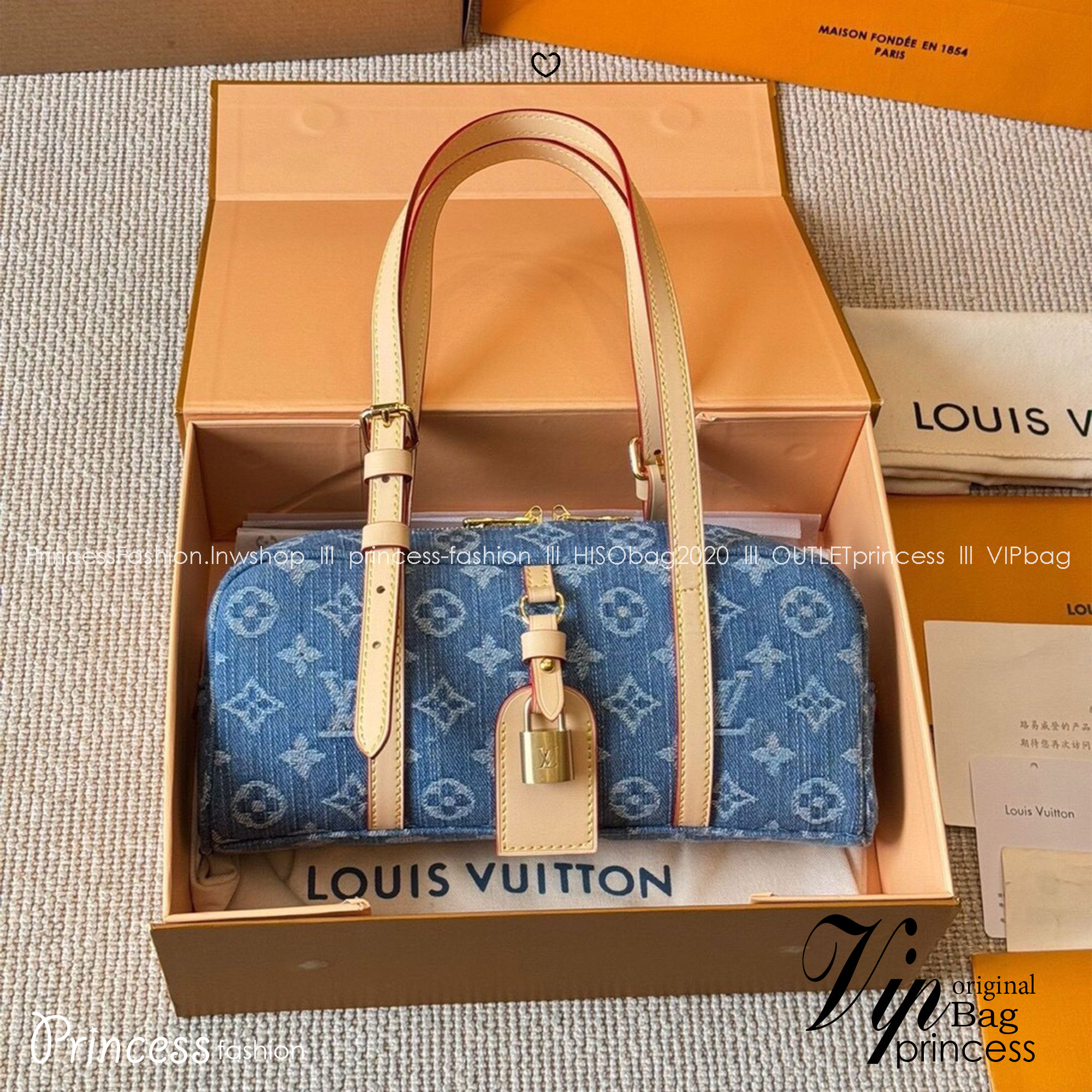 LV Hang On Denim Bag กระเป๋าสะพายดีไซน์วินเทจ งานเดนิมเต็มใบ สวยโดดเด่นไม่เหมือนใคร ปรับดีไซน์กระเป๋าถือรุ่น Cité คลาสสิกจากยุค'80s เป็นทรงโบว์ลิ่งร่วมสมัย