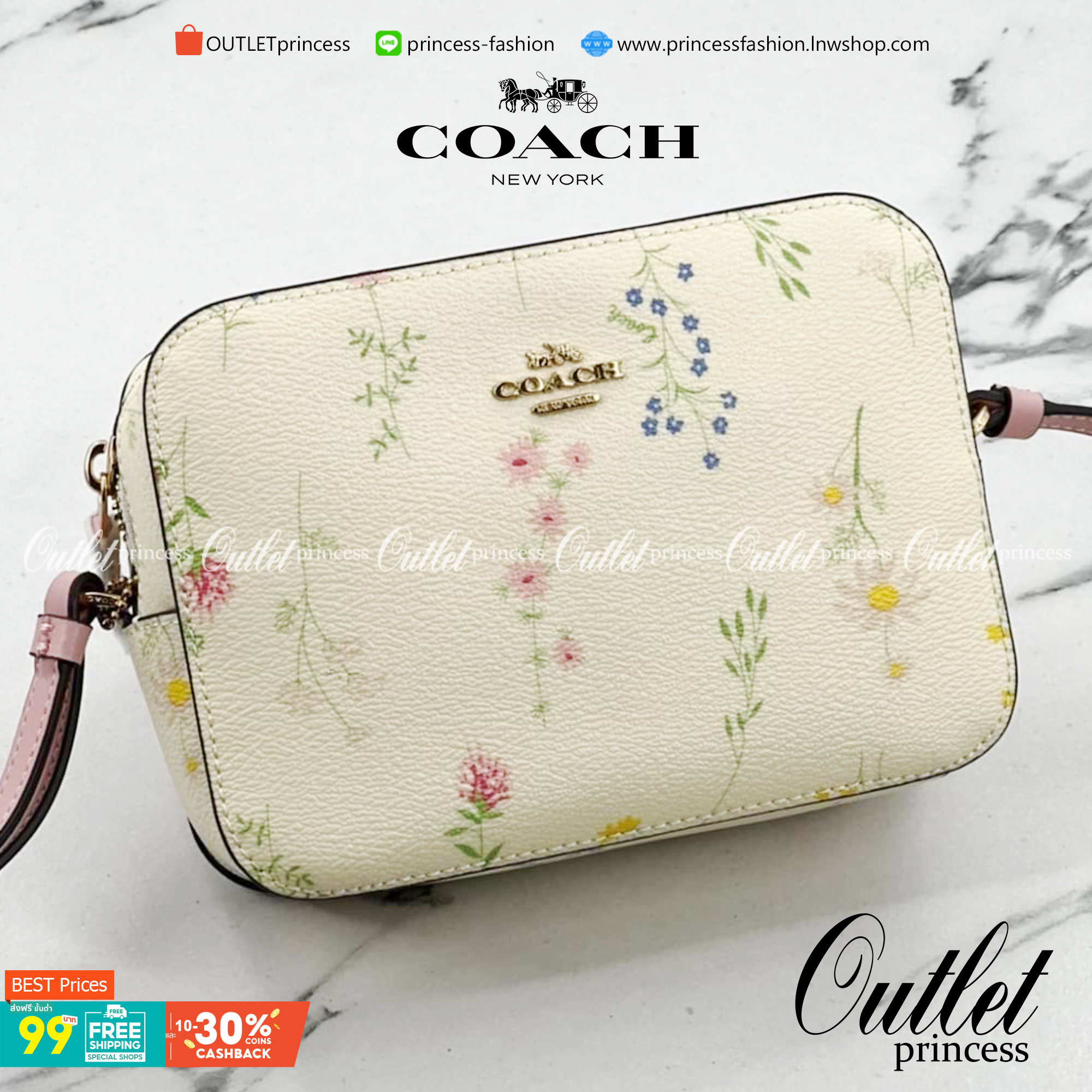 COACH Wildflower Printed GEMMA Mini Camera Bag น่ารักได้ไม่ต้องรอเช่นเคยอีกหนึ่ง!! สายหวาน สายเจ้าหญิง ไม่ควรพลาด!! กระเป๋าทรงกล่องสุดฮิต ในดีไซน์มุ้งมิ้ง มาให้จัดกันแน่นๆเลยจ้า ดอกไม้คละเต็มใบ สวยๆหวานๆ ด้านหน้ามีซิปให้เก็บของได้จุกจิก ภายในโล่งกว้างใส่ข