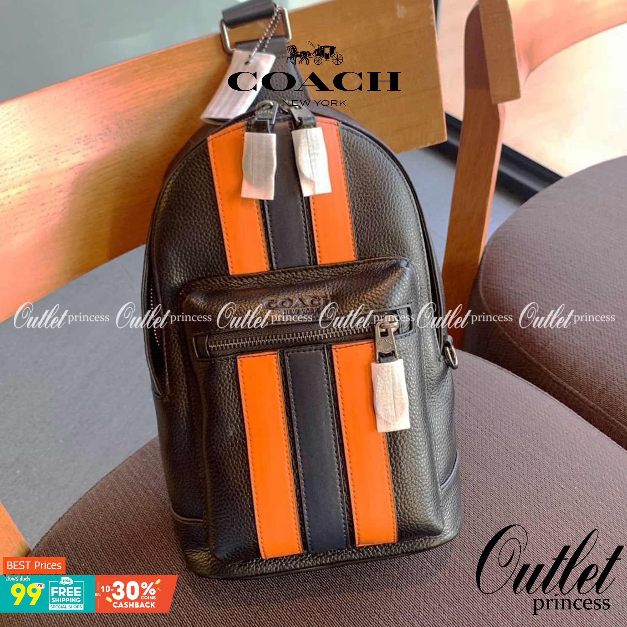 COACH WEST PACK WITH VARSITY STRIPE ((3180)) กระเป๋าคาดด้านหลัง//หรือคาดอกด้านหน้า ตามความชอบเลยค่ะ รุ่นนี้ใช้หนังแท้ชั้นดี หนังนิ่ม ด้านหน้าตัดแถบสียาวลงมา สีสวยค่ะ พร้อมช่องซิปเล็ก ช่องหลักแบบซิปคู่ ภายในโล่งลึกใส่สัมภาระจำเป็นในชีวิตประจำวันได้เยอะ มีช