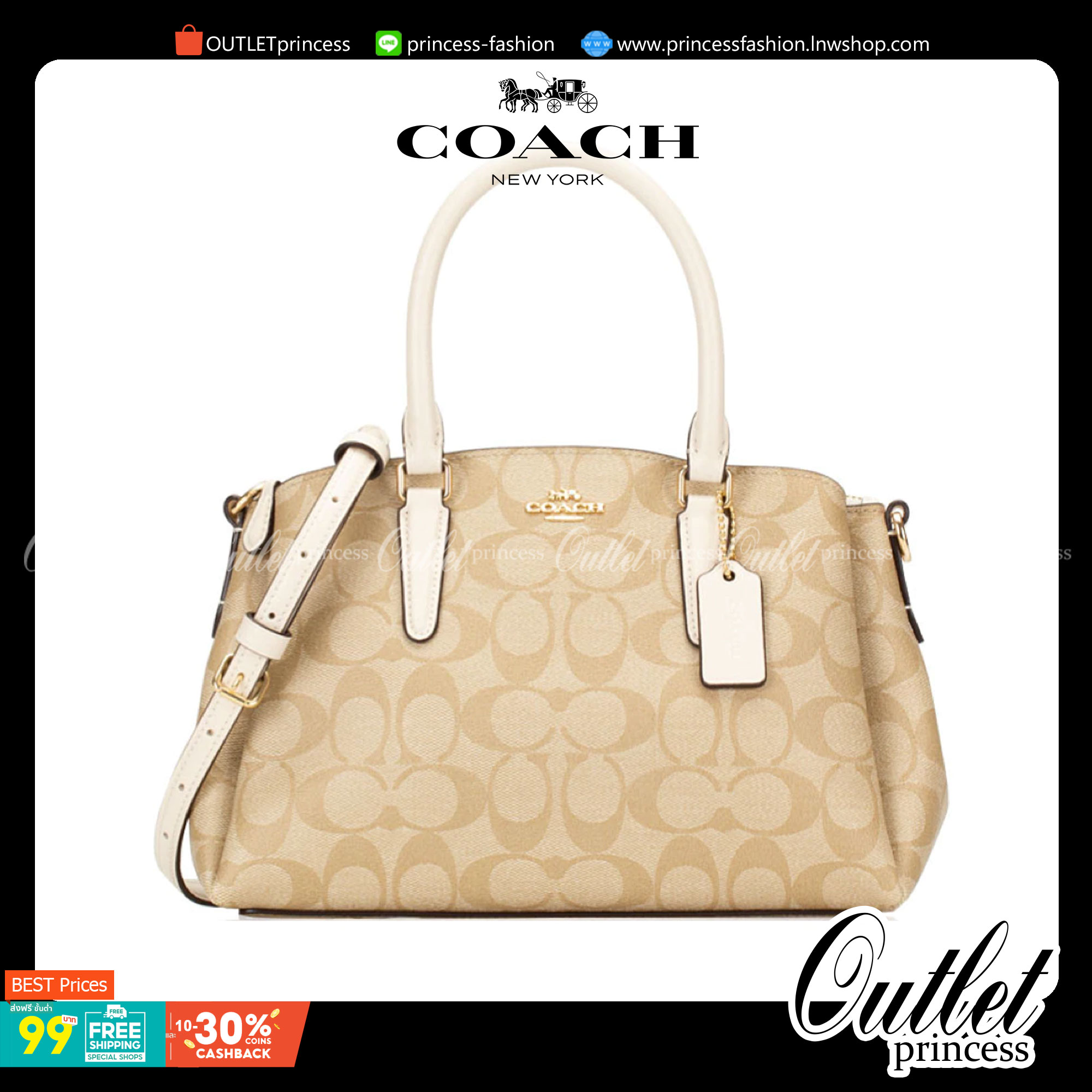 COACH MINI SAGE CARRYALL IN SIGNATURE 🌈กลับมาแล้ว รุ่นที่สาวๆหลายคนถามหาค่ะ! กระเป๋าหิ้วได้//สะพายข้างได้ pvc หนังนิ่มอย่างดีค่ะ กระเป๋าแบ่งออกเป็น3ช่อง มีเป็นช่องซิปกลาง แต่ละช่องกว้างใส่ของจำเป็นได้ครบเลยนะคะ พร้อมสายสะพายแบบโซ่ต่อหนังถอดออกได้เ