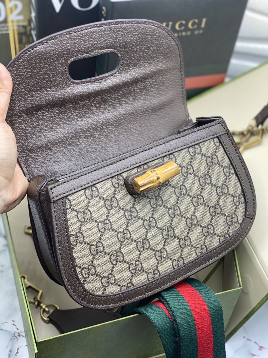หนังแท้ Gucci Bamboo 1947 small top handle bag พร้อมส่งที่ไทย