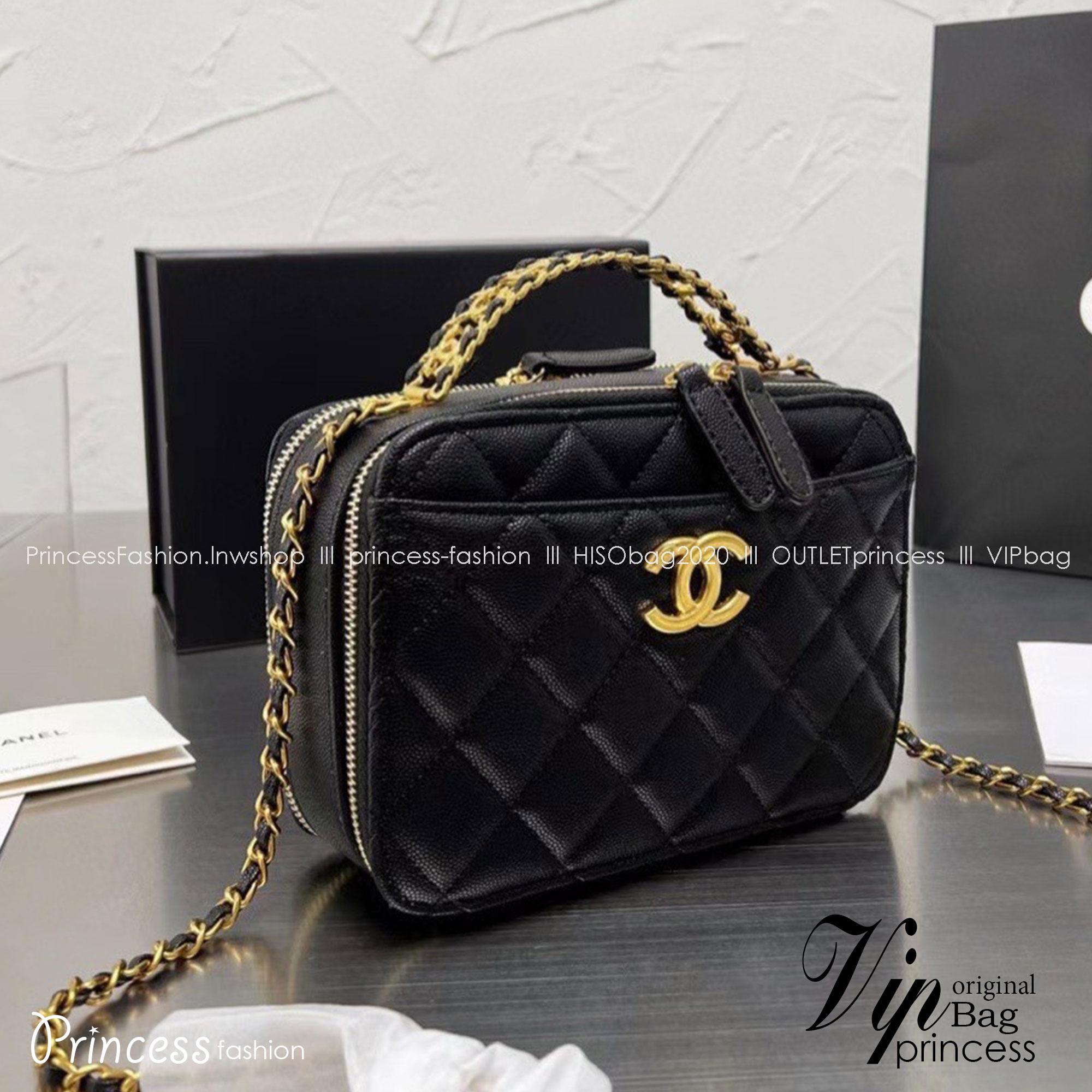 Chanel 22s vanity Handle black caviar / Chanel Vanity Case / Chanel Box พร้อมส่ง กระเป๋าสะพายทรงกล่อง ใช้งานต่างประเทศได้ ภาพถ่ายจากงานขายจริง