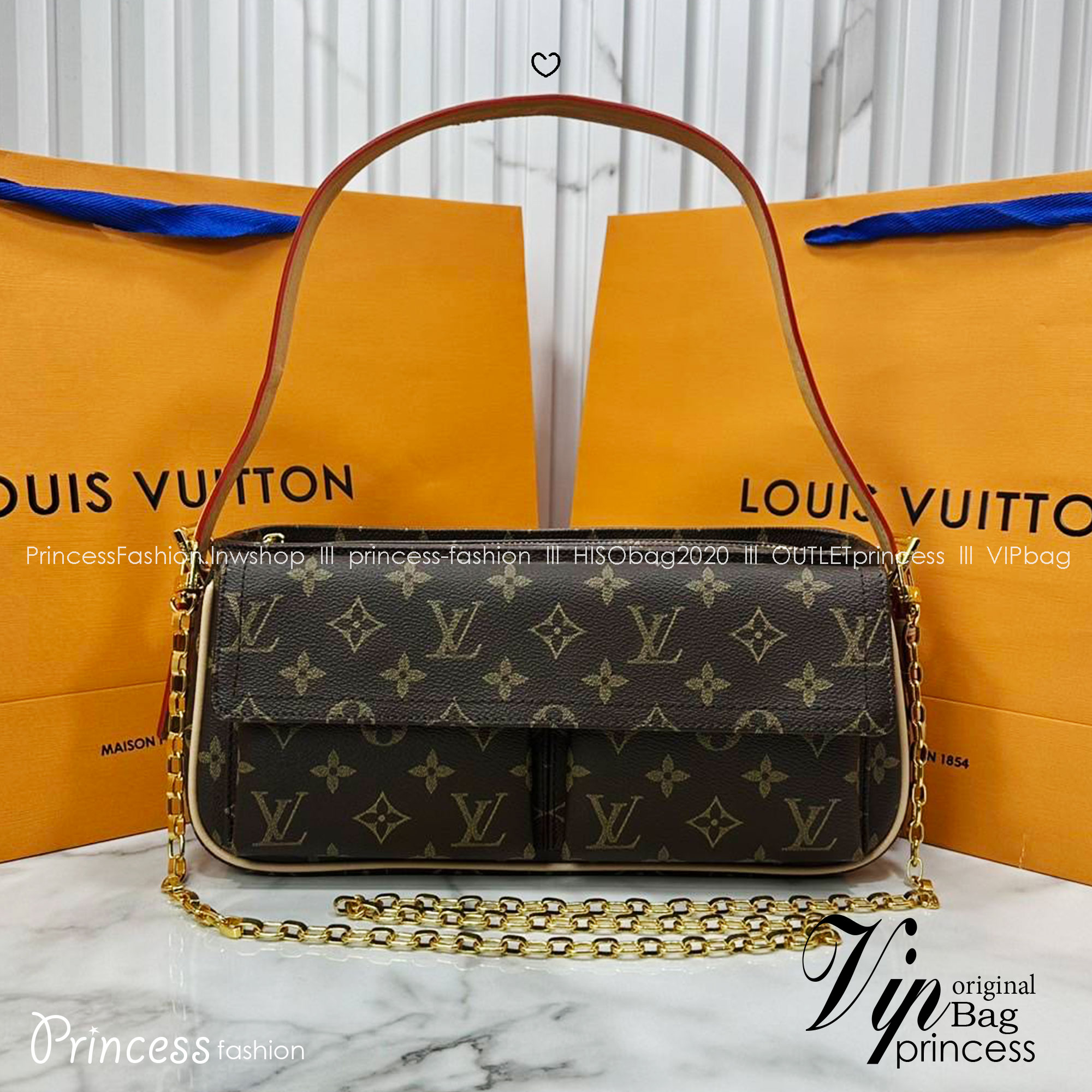 ORI หนังแท้ | LV Vivacite bag Monogram canvas กระเป๋าสะพายดีไซน์วินเทจ Monogram แคนวาส ไอเท็มขนาดเล็กใช้งานสะดวกมีช่องกระเป๋าทั้งด้านในและด้านนอกเหมาะเป็นเพื่อนคู่ใจประจำวัน