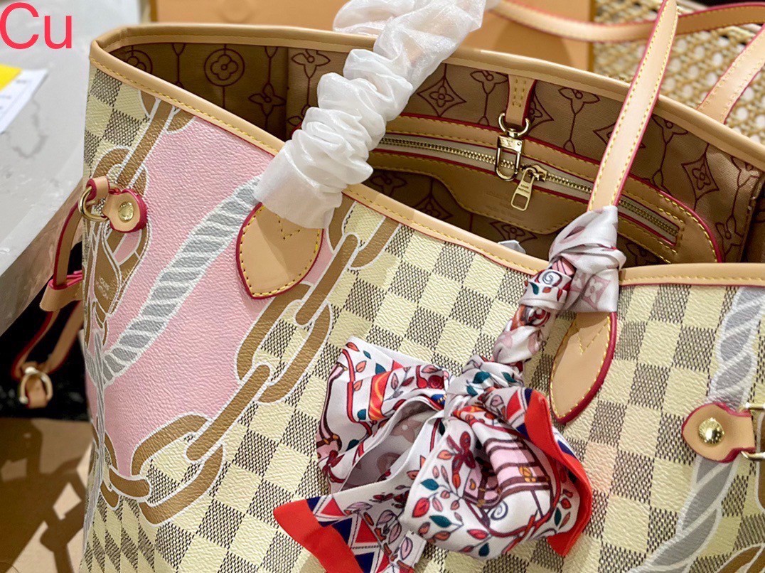 LV Neverfull MM Damier Azur คอลเล็คชั่น Spring Nautical / LV 2IN1 TOTE SET WITH NAUTICAL PRINT ดีไซน์ใหม่ต้อนรับฤดูร้อน กับกระเป๋าสะพายไหล่ใบใหญ่ทรง tote มาพร้อมใบลูก คลาสสิคที่สุด