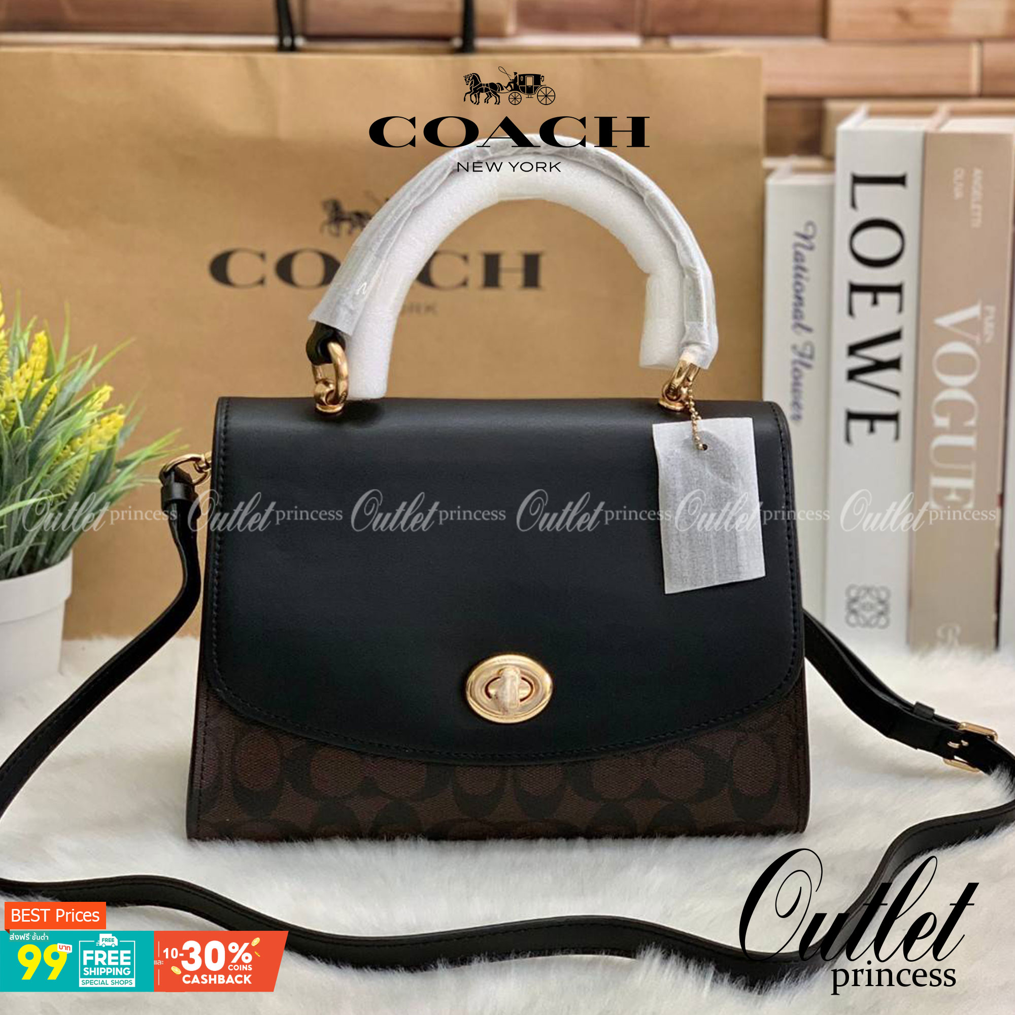 สวย หรู ดูดี รุ่นนี้กัยเลยค่า!! COACH TILLY TOP HANDLE SATCHEL IN SIGNATURE ((76620)) พร้อมส่งความสวย ห้ามพลาดค่ะ! กระเป๋าหิ้ว//คล้องมือ//สะพายข้างได้ ทรงสวย หนังแท้เรียบ+ลายCได้สวยงามค่ะ เปิดปิดกระเป๋าแบบหมุนล็อค ภายในมีช่องหลักใส่ของ2ช่อง สามารถใส่กระเป