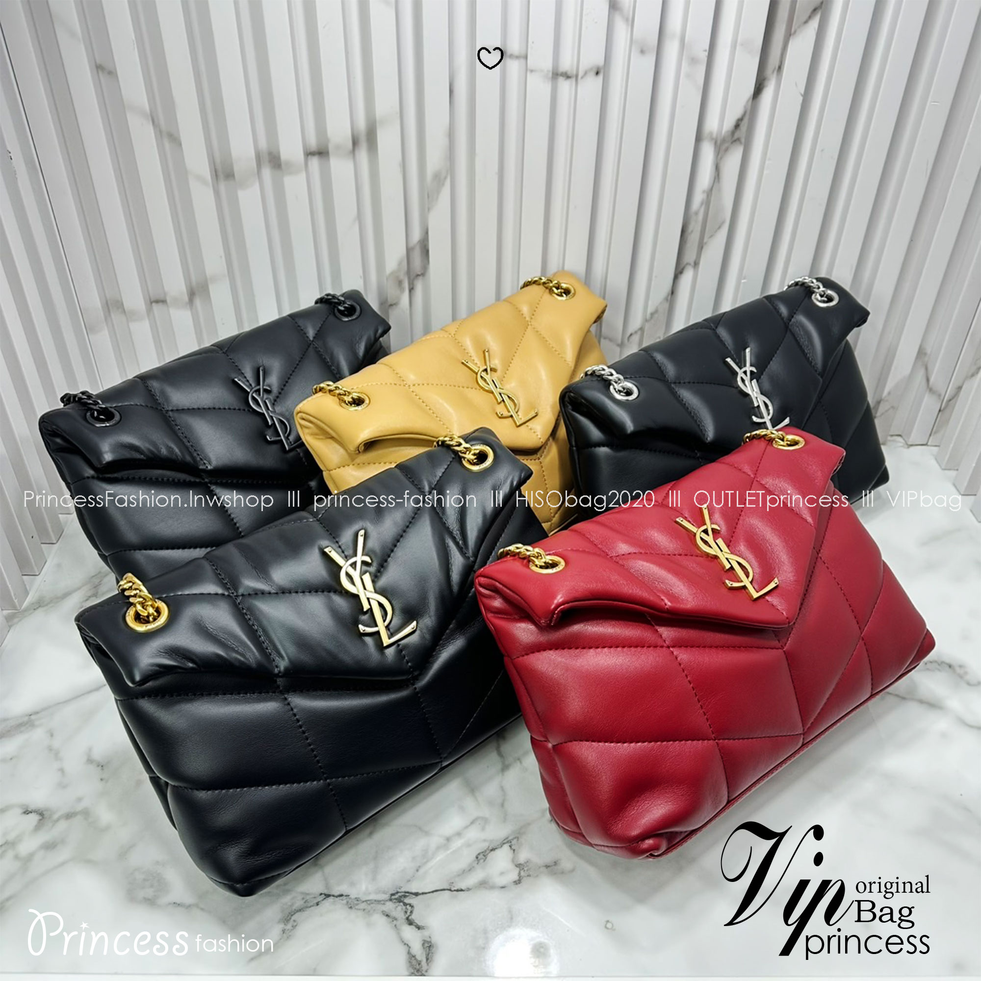 ORI หนังแท้ | 28cm YSL PUFFER SMALL in Nappa leather กระเป๋าสะพายรุ่นยอดนิยม ทรงสวย ใช้ได้บ่อยไม่มีเบื่อ วัสดุหนังสัมผัสนิ่มมือ ดีไซน์เรียบหรู ดูแพง สะพายได้หลากหลาย