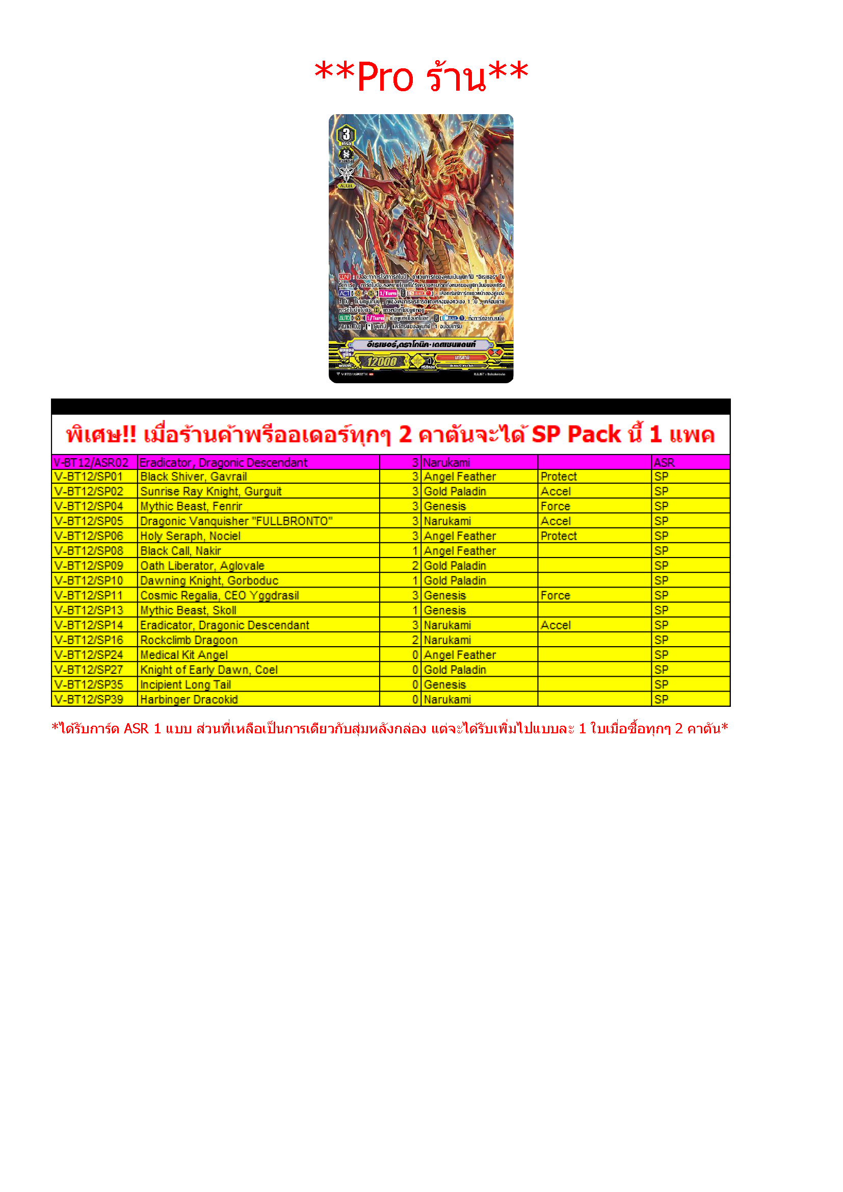 พร้อมส่ง แวนการ์ดไทย V Booster 12: Divine Lightning Radiance (VGT-V-BT12-1) (VGT-V-BT12-1)