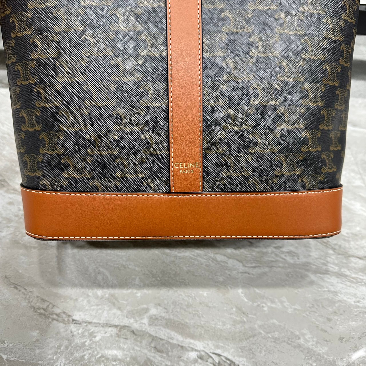 CELINE BUCKET BAG 10" / CELINE CABAS IN TRIOMPHE CANVAS TAN กระเป๋าสะพายทรงโท้ท บัคเก็ตสวยอยู่ทรง เรียบหรูดูแพง เกรดออริ 1:1