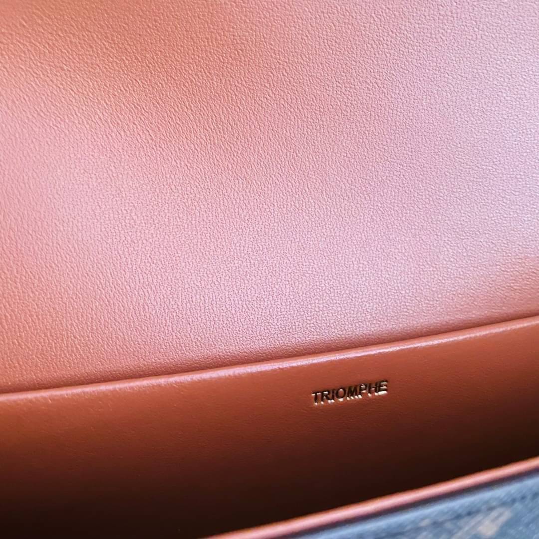 ORI CELINE Triomphe Shoulder Bag in Triomphe canvas and calfskin Tan เกรดออริจินอล หนังแท้ พร้อมส่งที่ไทย ภาพถ่ายจากงานขายจริง ใช้งานต่างประเทศได้