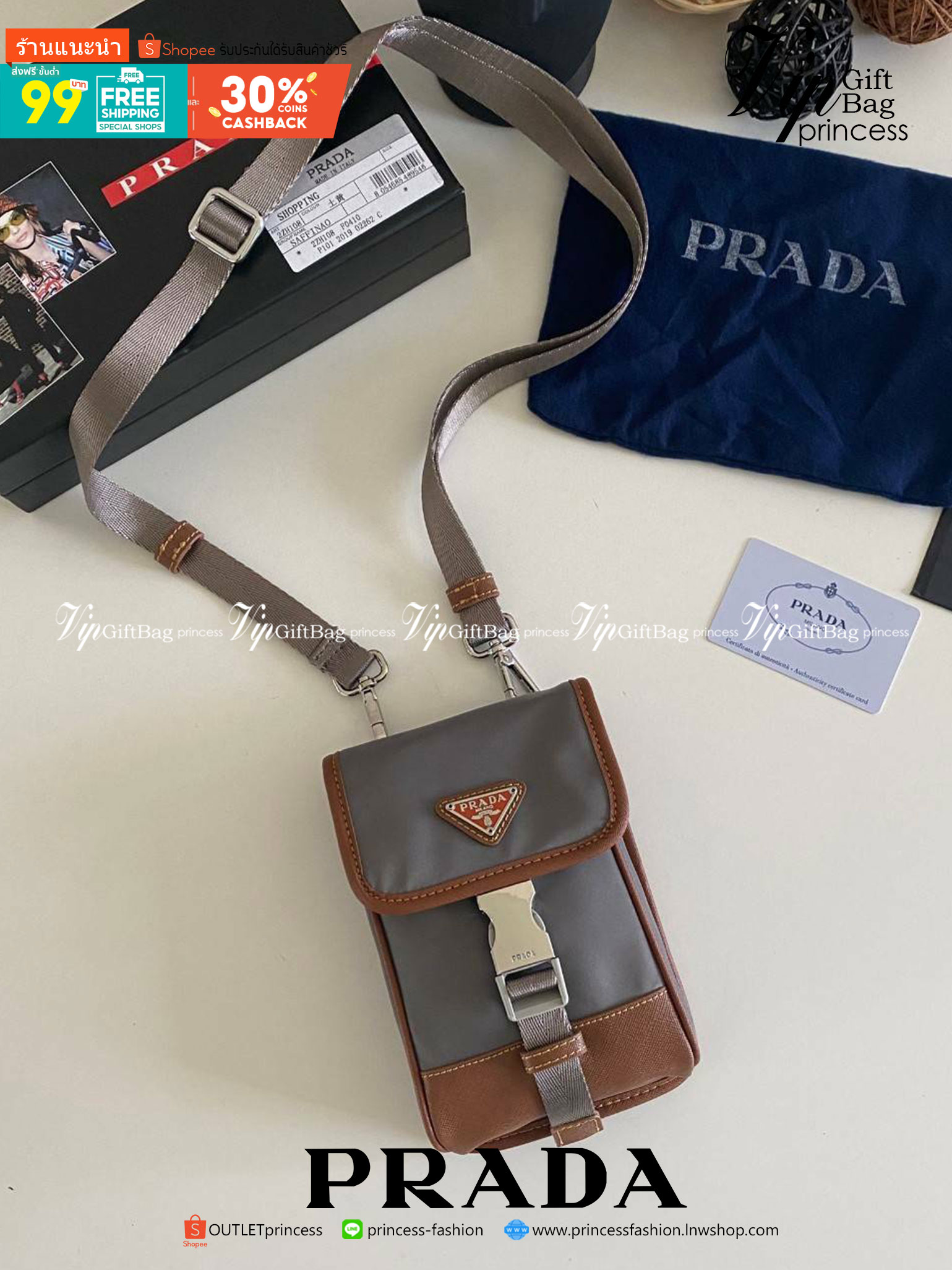 VIP Prada crossbody nylon bag PRADA Re-Nylon and Saffiano leather smartphone case พร้อมส่ง สีเข้าใหม่ เป็นรุ่นที่ถามหากันเยอะมากๆ งานสวยมาก ทำจากผ้าnylonพิเศษ สลับหนังแท้ ใช้ได้ทั้งชาย-หญิง จะ Cross body คาดเอว หรือคล้องกับหูกางเกงชิคๆ ก็เท่มากเลยค่าา งาน