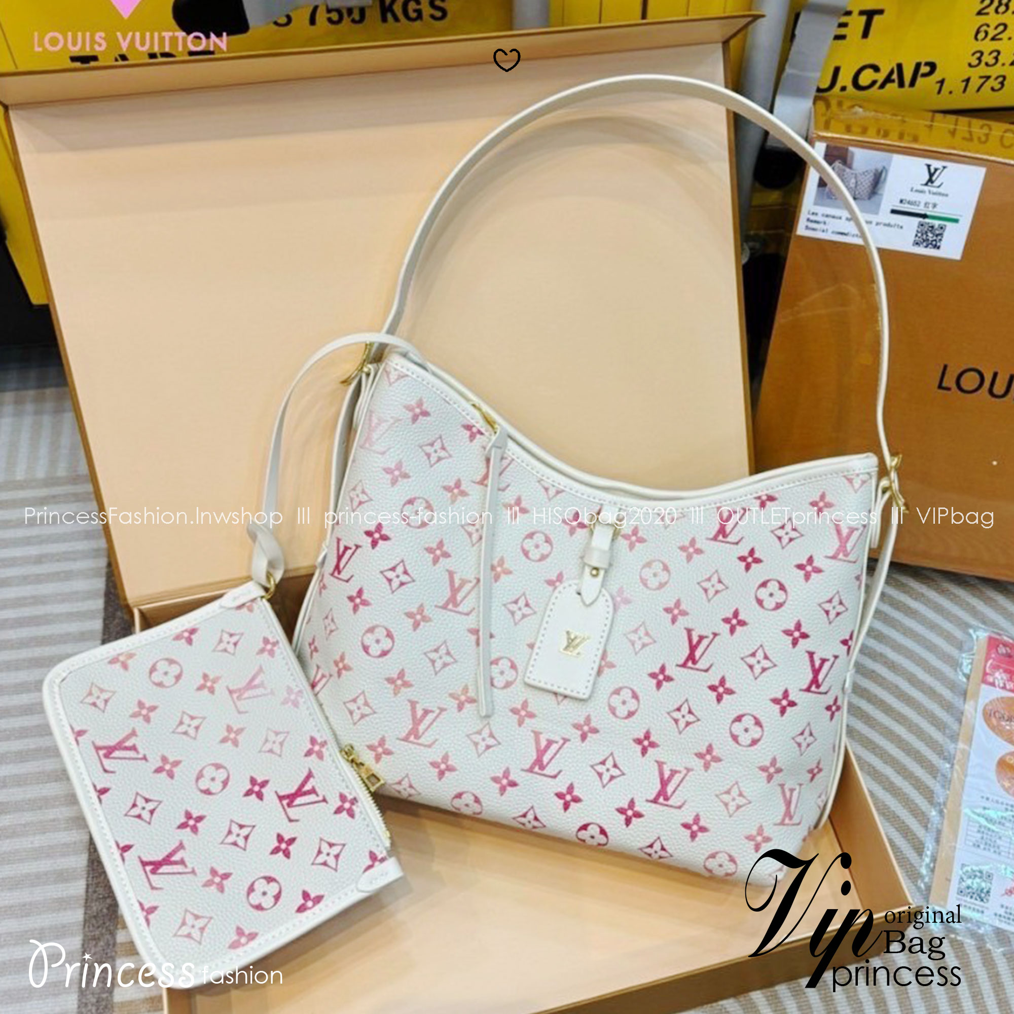 LV CarryAll PM Monogram Print Pink Gradient “watercolor” กระเป๋าสะพายทรงโท้ทรุ่นลิมิเต็ด โทนสีชมพูหวานต้อนรับเดือนแห่งความรัก พิมพ์ลายโมโนแกรมแบบไล่สีสไตส์สีน้ำ