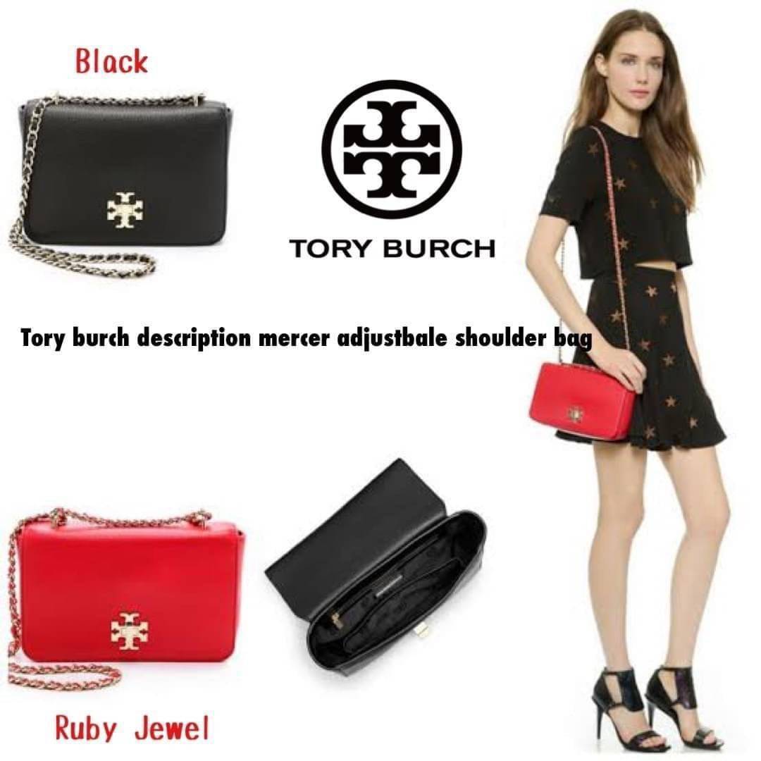 Tory burch description mercer adjustbale shoulder bag เป็น Collection รุ่นท็อปที่สาว ๆ หลายคนถูกใจ ด้วยทรงกระเป๋าคลาสสิกสุดเก๋ ใช้งานแบบไหนก็ดูดี ในลุคช์สาวหวานแบบสะพายสายคู่ หรือ ต้องการความคล่องตัวด้วยการสะพายแบบครอสบอดี้ มีดีไซน์ที่ Practical ต่อการใช้