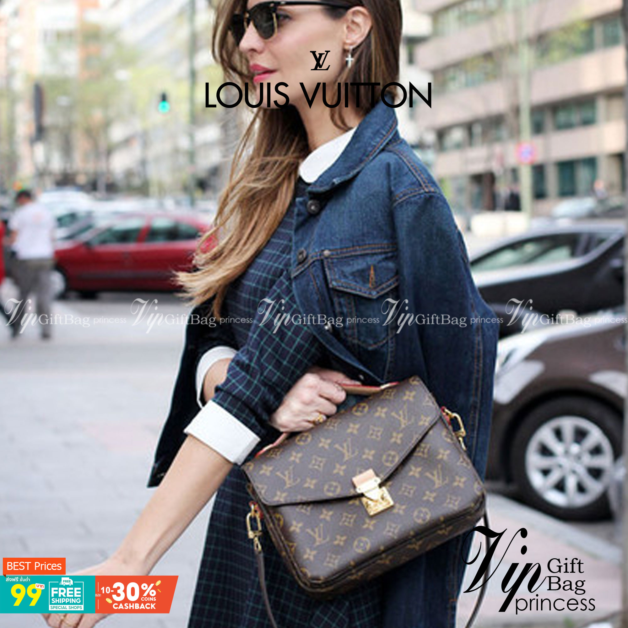หนังแท้ LOUIS VUITTON POCHETTE MÉTIS พร้อมส่งที่ไทย 2Colors MONOGRAM REVERSE