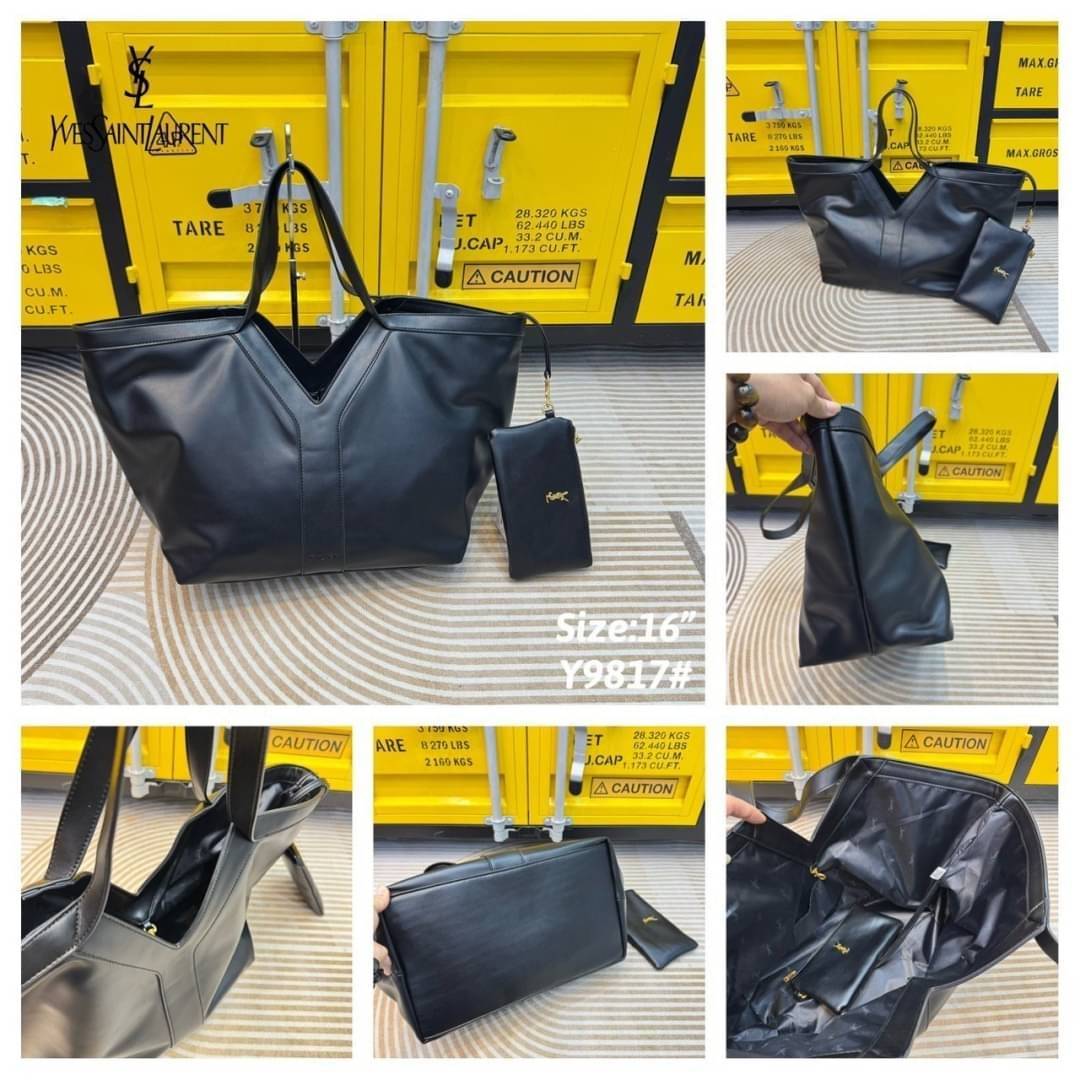 YSL Y TOTE IN LEATHER BAG กระเป๋าสะพายทรงโท้ทใบใหญ่ รุ่นใหม่ล่าสุด งานหนังสวยเต็มใบ ดีไซส์เรียบหรูดูแพงอย่างแท้จริง ภายในโล่งกว้างมาก จุของได้เยอะสุด เอาใจสายแบกแต่ยังคงความหรูไว้ในตัวอย่างแน่นอน