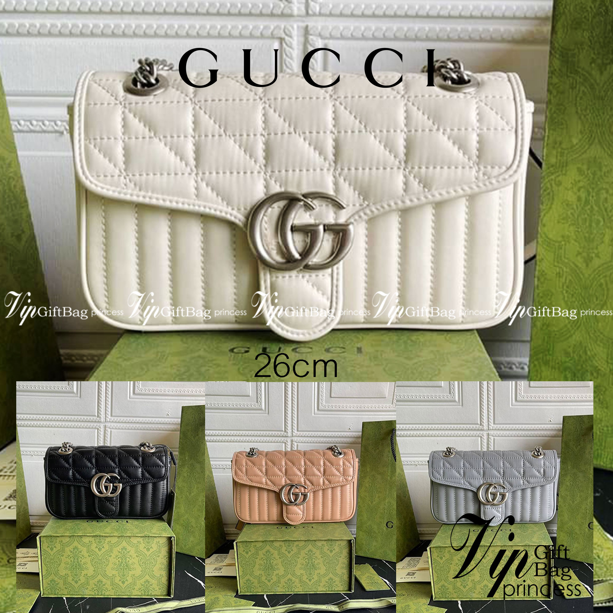 หนังแท้ 26cm GUCCI GG Marmont leather shoulder bag แบบใหม่ล่าสุด ราคานี้หนังแท้คือคุ้มมากเลยค่าสาวๆ ต้องจัดแล้วน้าา ยกระดับความหรูให้กับตัวเองกันหน่อย ด้วยกระเป๋ารุ่นนี้!! ครอสบอดี้ที่ดีไซน์หรู อัพเลเวล ในราคาที่จับต้องได้ พร้อมเสิร์ฟความสวยตรงถึงบ้านแล้ว