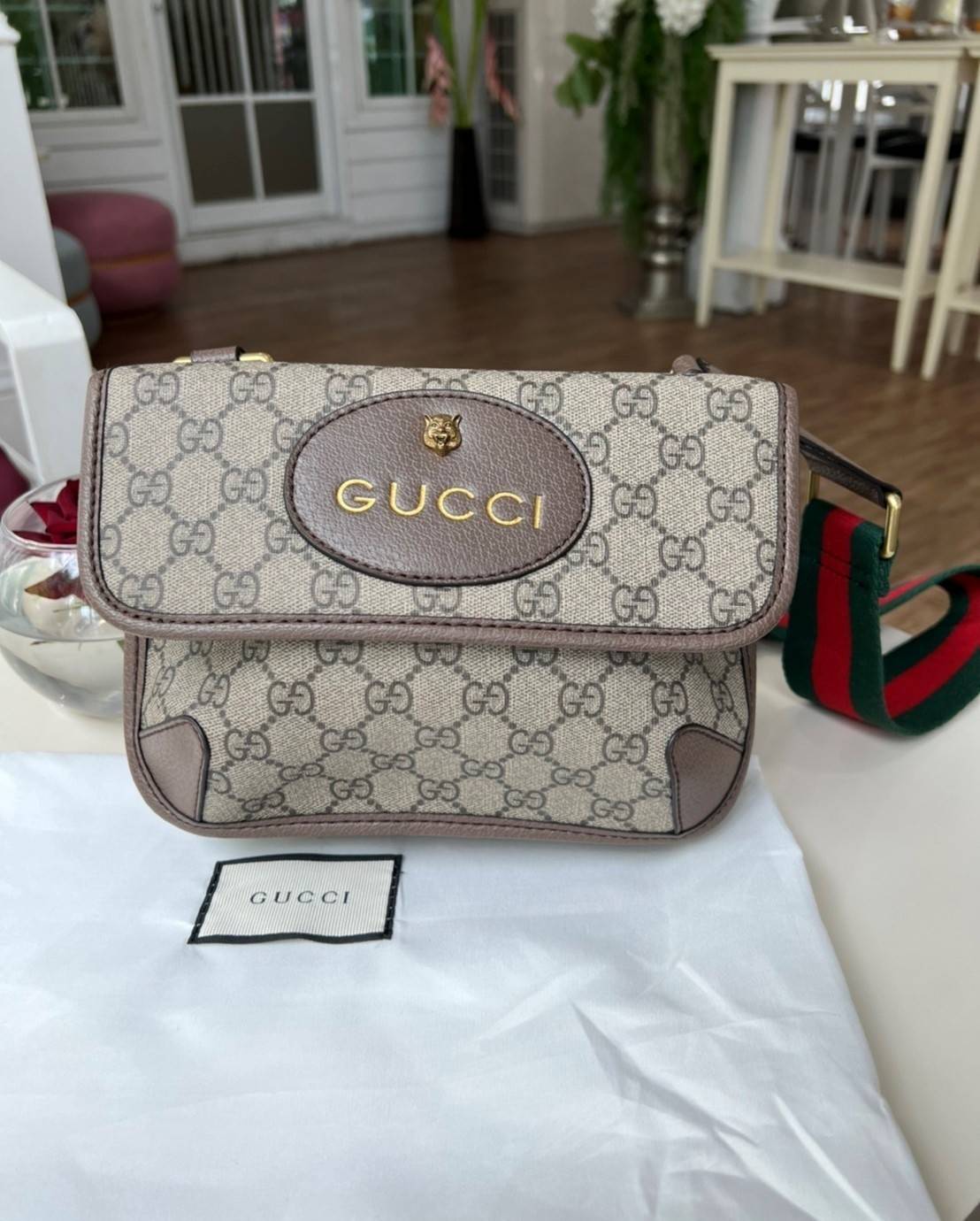 Gucci Neo Vintage Belt Bag / Gucci Ophidia Belt Bag กระเป๋าสะพายข้าง วัสดุผ้าใบ GG Supreme เปิดปิดแม่เหล็ก มี3ช่องแยกกันเป็นสัดส่วน ซับในผ้าฝ้ายและลินิน สายปรับระดับได้ ถอดสายไม่ได้