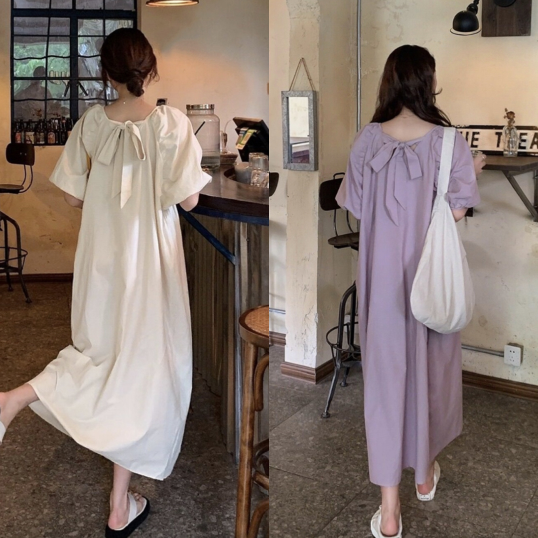 พร้อมส่ง 2 สี 💗Cute bow dress เดรสแขนตุ๊กตา (IN31550)