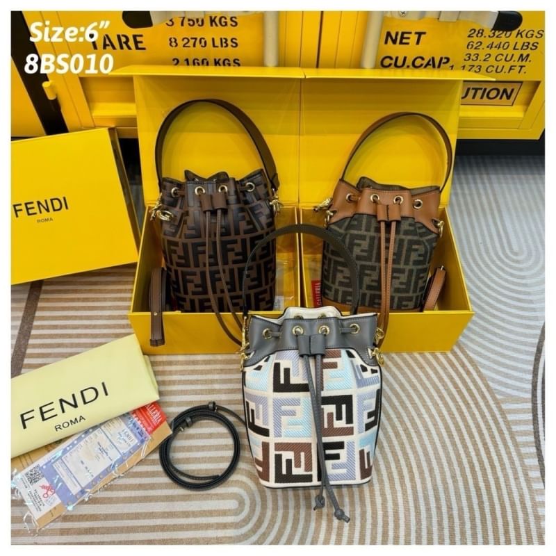 FENDI Mini MonTresor Bucket Bag กระเป๋าสะพายทรงขนมจีบรุ่นยอดนิยม ไซส์มินิน่ารักน่าใช้มาก ดีไซน์สวยอยู่ทรง