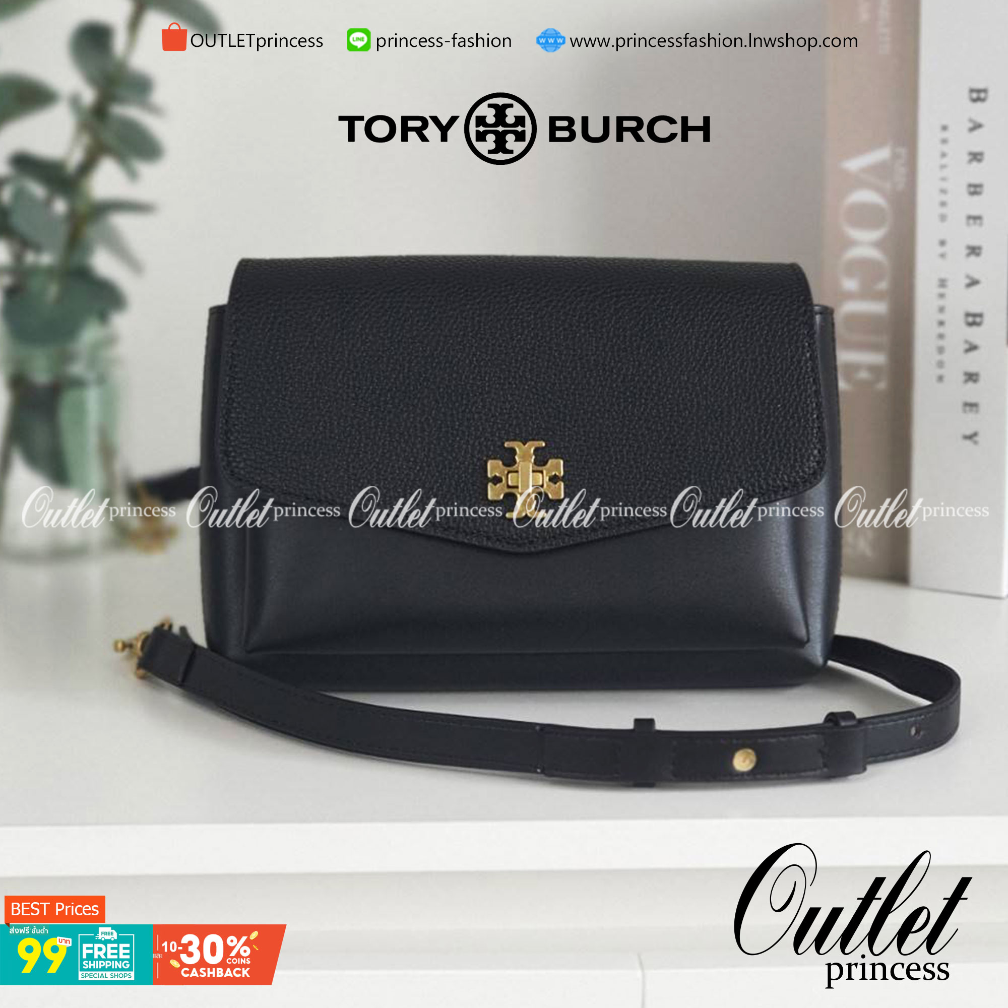 TORY BURCH CROSSBODY BAG กระเป๋าสะพายข้าง **หนังสวยมาก อะไหล่ทองวินเทจ ด้านหน้าประดับโลโก้แบรนด์ เปิดปิดด้วยตัวล็อคหมุน ภายในโล่งกว้างบุผ้าปั้มแบรนด์ มีช่องใส่ของ 3 ช่องใหญ่ พร้อมช่องซิปและที่เก็บบัตร มาพร้อมสายยาวถอด-ปรับระดับได้ ขนาดกำลังดี รีบคว้าด่วนค