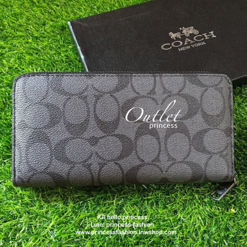 COACH FACTORY OUTLET LONG WALLET Best seller! กระเป๋าสตางค์ใบยาวซิป วัสดุหนัง ลาย Signature Brand สวยหรู เปิดปิดด้วยซิป หัวซิปแบรนด์ ภายในมีช่องใส่บัตร ธนบัตร และช่องซิปใส่เหรียญค่ะ