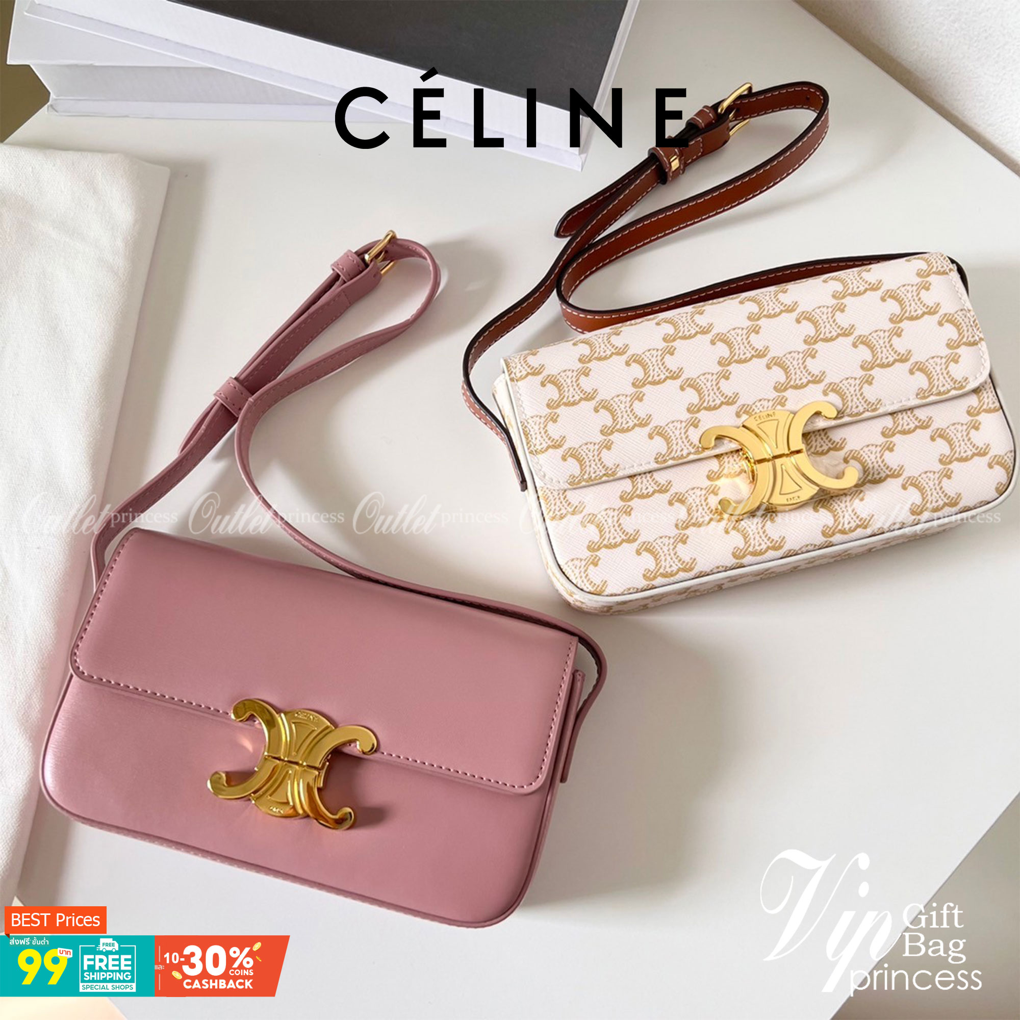 พร้อมส่งที่ไทยแล้วกับ CELINE TRIOMPHE SHOULDER BAG งานหนังเรียบสวยมาก กับสีโทนหวานๆ สาวๆ สายคิ้วห้ามพลาดเลยน้าาา ลวดลายสวยหรู ด้านในเปิดด้วยด้วยที่บีบโลโก้อะไหล่ทอง จุของได้กำลังดี ใส่โทรศัพท์ กระเป๋าสตางค์ใบสั้น ของจุกจิกได้ เหมาะกับสาวๆในวันที่อยากครอสบ