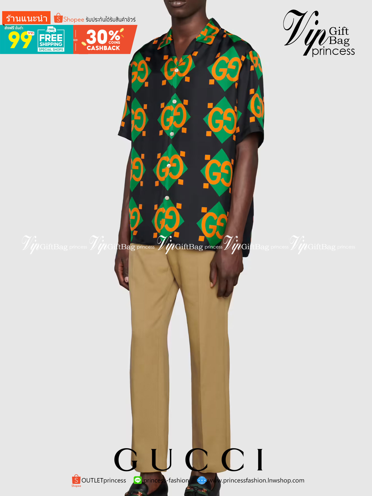 Gucci Geometric print bowling shirt / Gucci Men's Shirts / Gucci Shirts งานเกรดออริจินอล พิมพ์ลายคมชัด มีป้ายแท็กที่คอเสื้อทุกตัว พร้อมส่งที่ไทย ภาพสินค้าถ่ายจากงานขายจริง ใช้งานต่างประเทศได้