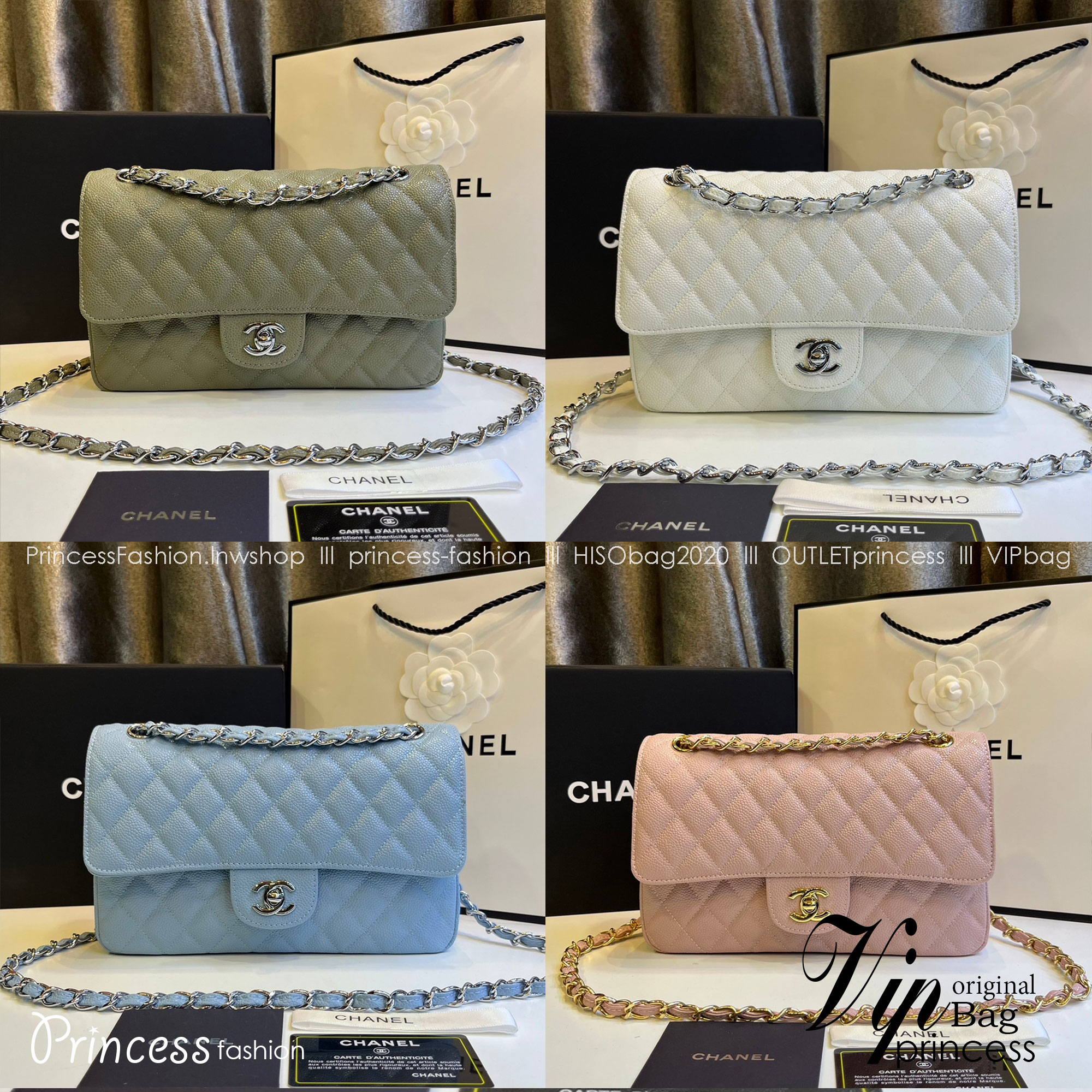 พร้อมส่งโทนพาสเทล CHANEL Classic in Pastel 25cm กระเป๋าสะพายรุ่นยอดนิยมเรียบหรู เกรดออริ 1:1 ใช้งานต่างประเทศได้ ภาพถ่ายจากงานขายจริง