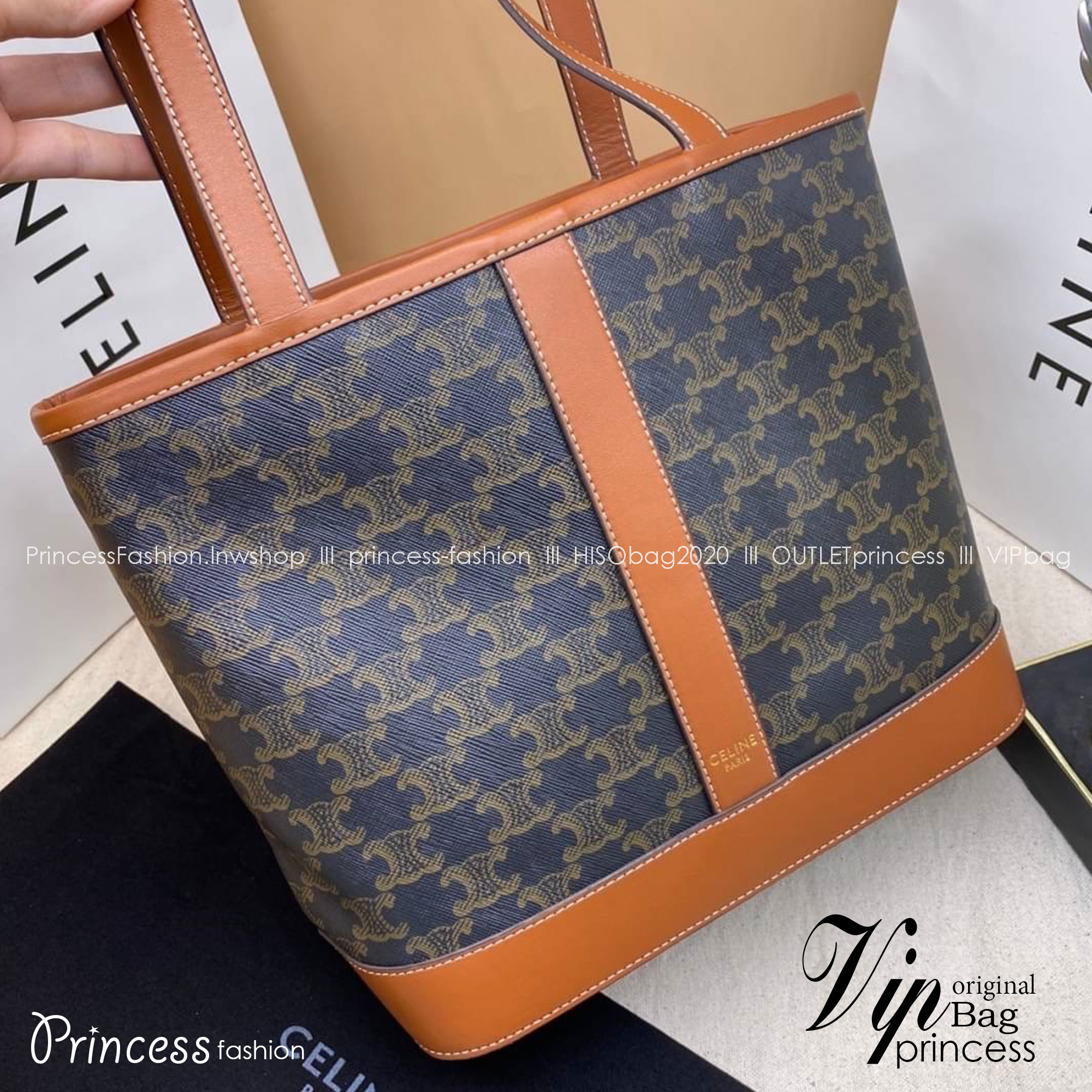 CELINE SMALL CABAS in Triomphe Canvas and calfskin Tan / CELINE TOTE BAG พร้อมส่ง กระเป๋าทรงโท้ท ภายในโล่งกว้าง จุของได้เยอะ กระเป๋าขึ้นบ่าทรงช้อปปิ้ง หนังผสมแคนวาส ใช้งานง่าย