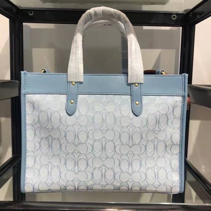 ของแท้ 💯% Handbag COACH Sig Jacq Fld Tot 30 C3282 B4SBX B4/Marble Blue
