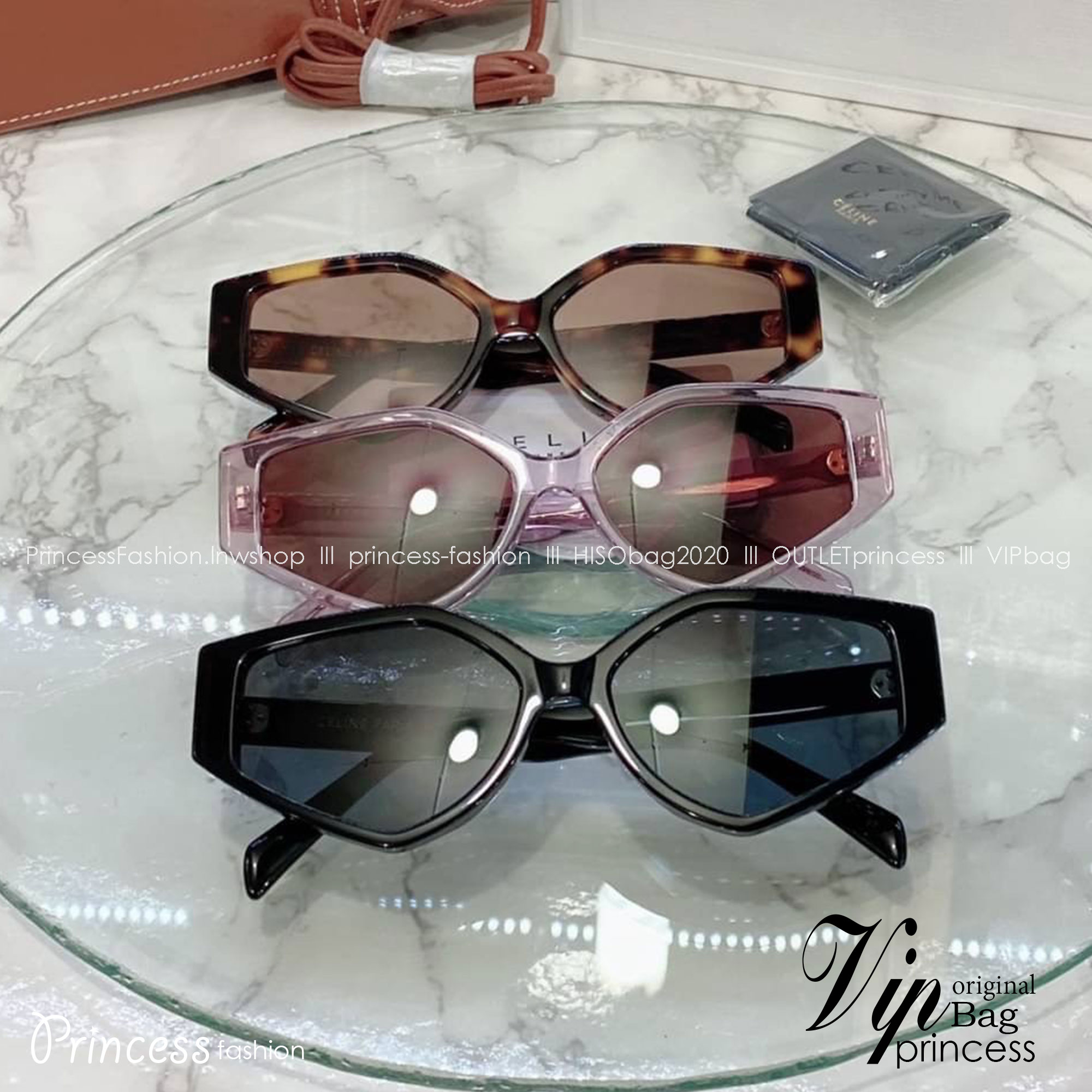 แว่นตาลิซ่า Celine Sunglass เกรดท็อปออริ 1:1 สลับแท้ เกรดดีสุด ใช้งานต่างประเทศได้ มาพร้อมกระเป๋าใส่แว่นปักลายซีลีน