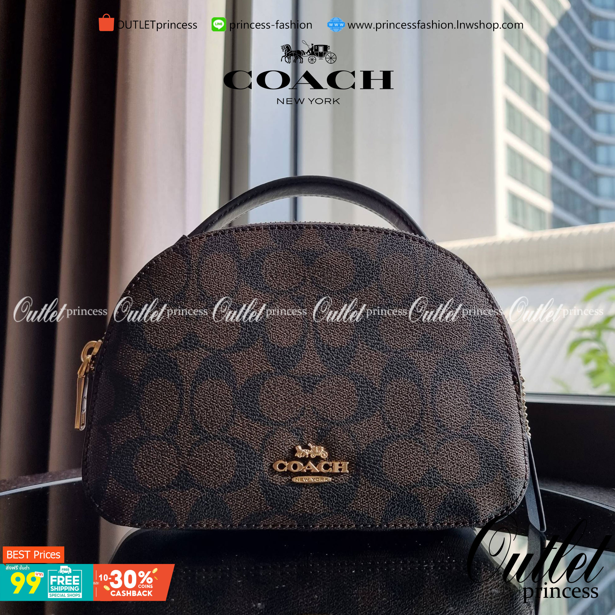 OUTLET 】COACH 1591 SERENA SATCHEL IN SIGNATURE CANVAS กระเป๋าสะพายคอลเลคชั่นยอดฮิต ดีไซน์ลุคผู้ดี ต้องยกให้น้องใบนี้เลย!! จัดสีขายดี สีลุคคุณหนูมาให้ สวยตาแตก!! วัสดุหนังแคนวาส เปิด-ปิดด้วยซิป 2 ช่องหลัก ภายในเป็นช่องโล่ง เก็บของได้แบบสบายๆ ใส่มือถือได้ทุ