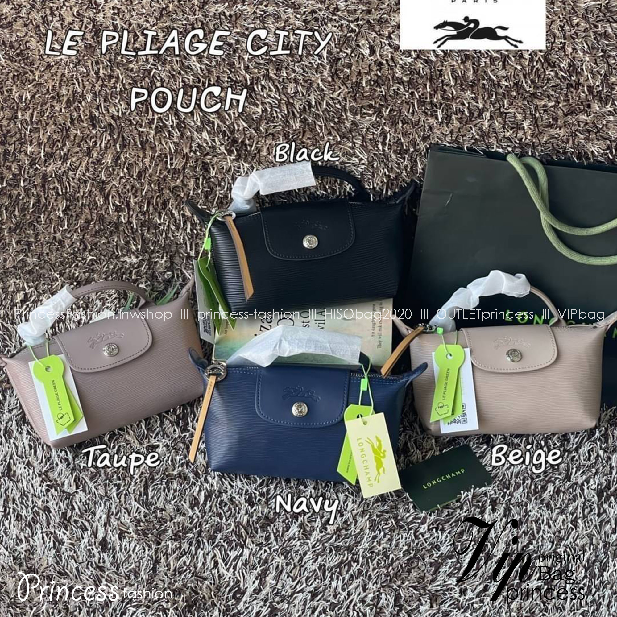LONGCHAMP LE PLIAGE CITY POUCH WITH HANDLE Taupe - Canvas (ไม่มีสายยาว) กระเป๋าเครื่องสำอางแบบมีซิปพร้อมหูหิ้วใบนี้เหมาะสำหรับการจัดระเบียบกระเป๋าของคุณ