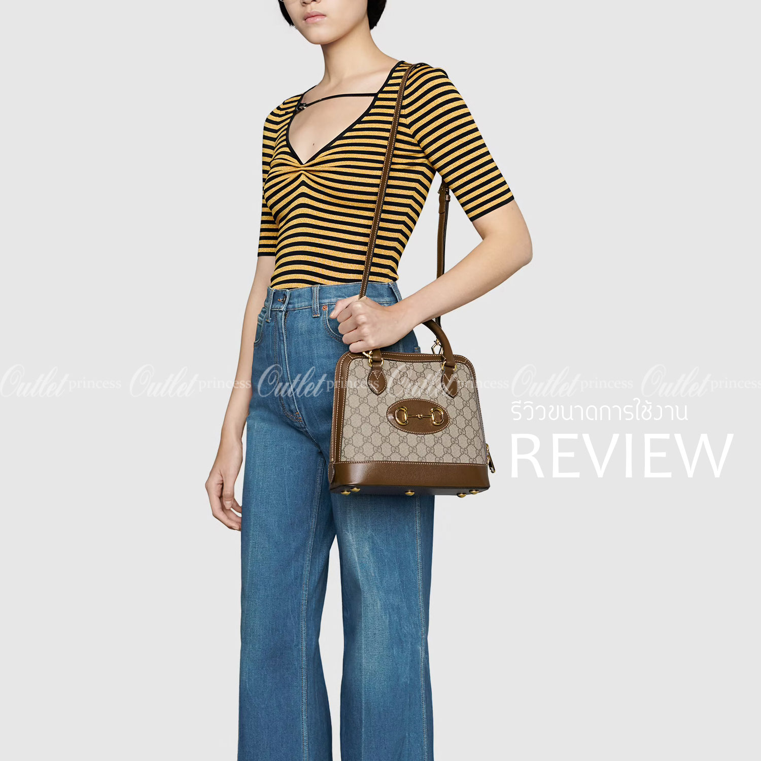 VIP GIFT 】หนังแท้ GUCCI Horsebit 1955 small top handle bag