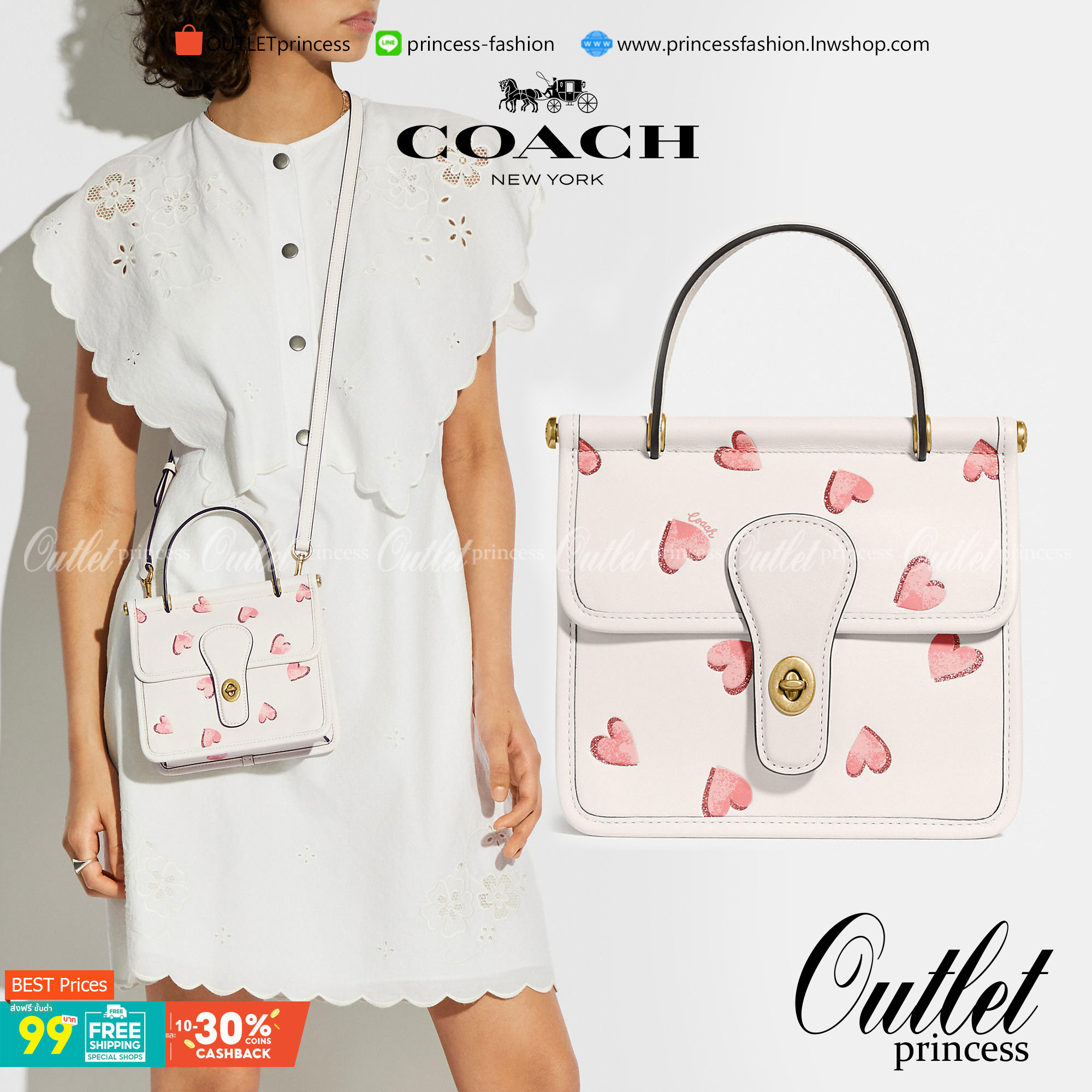 COACH LIMITED EDITION WILLIS TOP HANDLE 18 WITH HEART PRINT ((c3919)) พร้อมส่งที่ไทย ได้ไปหลงรักแน่นอนค่ะ! กระเป๋าหิ้วหรือสะพายข้าง หนังแท้นิ่มสวยงาม ❤️จุดเด่นคือตัวกระเป๋าปริ้นลายหัวใจทั้งใบ ดูหวานน่ารักมากๆค่ะ เปิดปิดกระเป๋าแบบหมุนล็อค ภายในมีช่อ