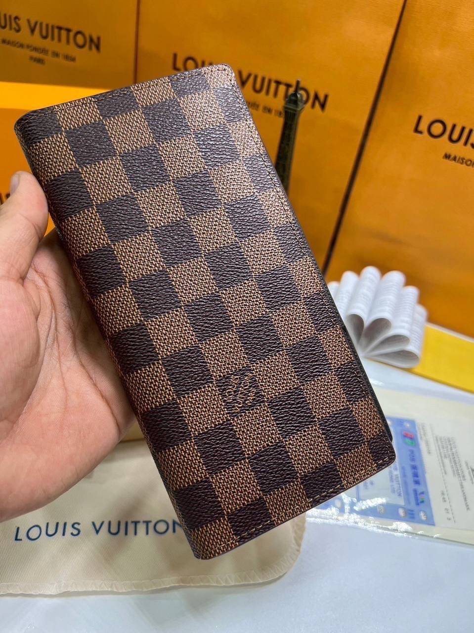 ORI หนังแท้ | LV Long Wallet / LV Brazza Damier Graphite กระเป๋าสตางค์ใบยาว กระเป๋าสตางค์ผู้ชาย