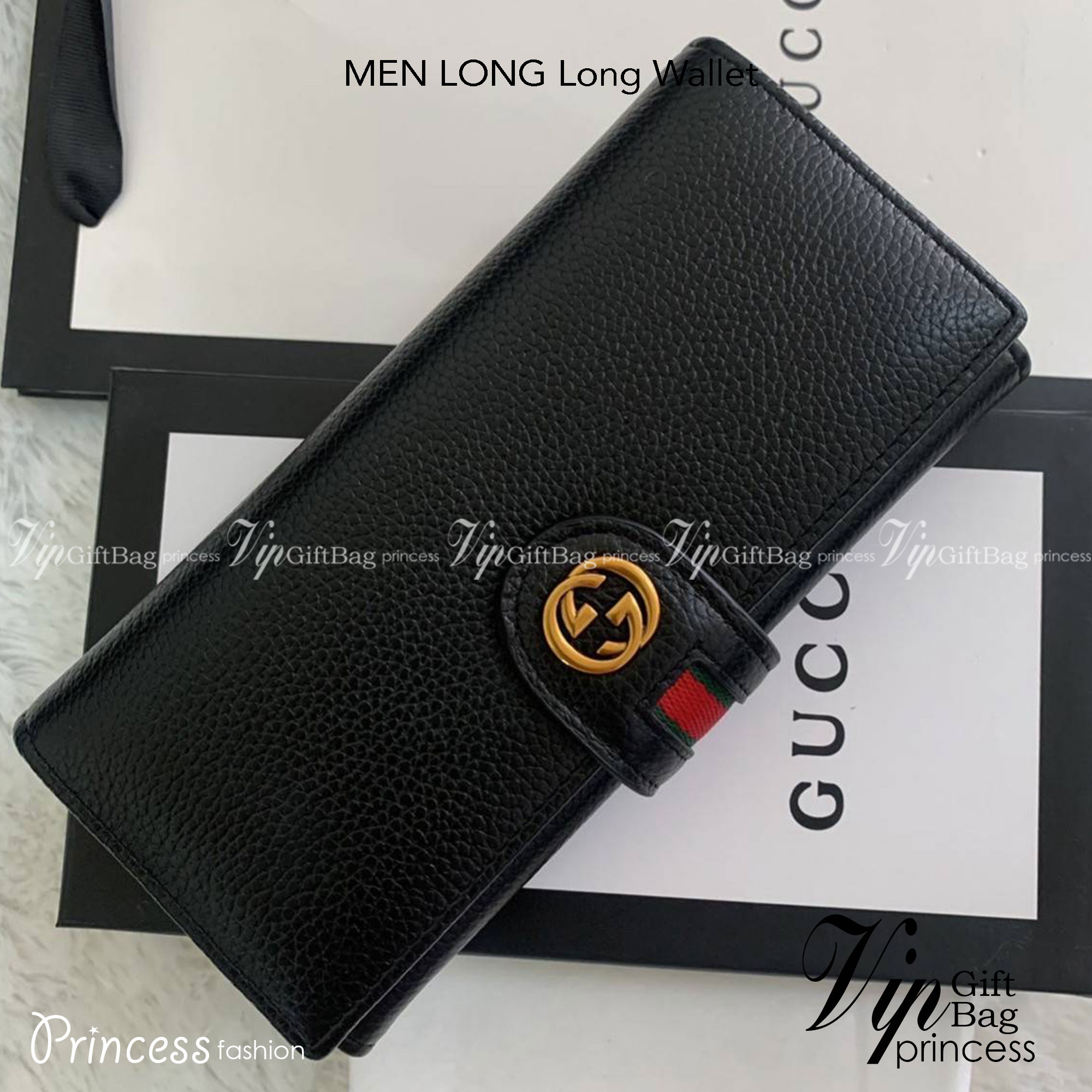 GUCCI Long Wallet / GUCCI MEN Long Wallet กระเป๋าสตางค์ใบยาว รุ่น unisex ใช้ได้ใช้ดีทั้งชายหญิง ดีไซน์ใหม่ สวยหรู วัสดุหนังแกะสังเคราะห์ อะไหล่ทอง